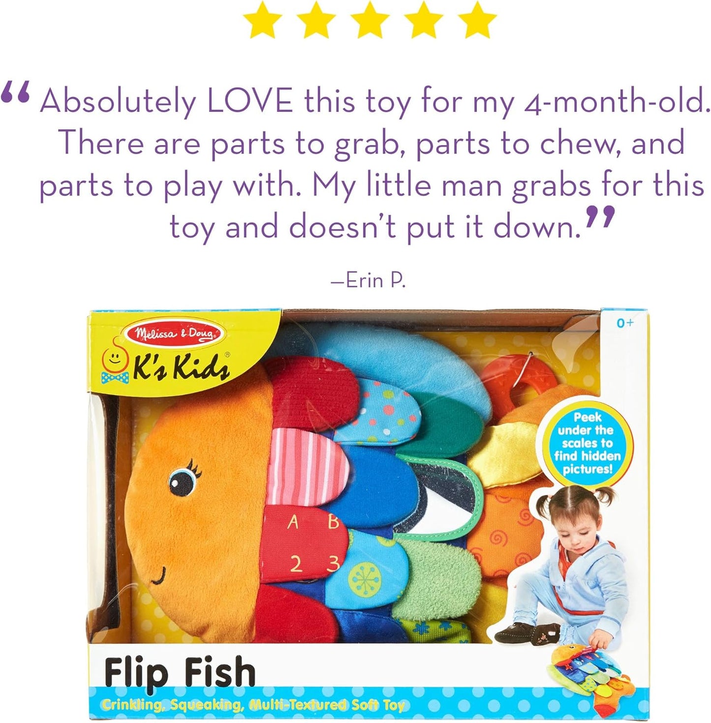 Melissa & Doug K’s Kids, Flip Fish Stuffed Animal, Soft Baby Book, Mul