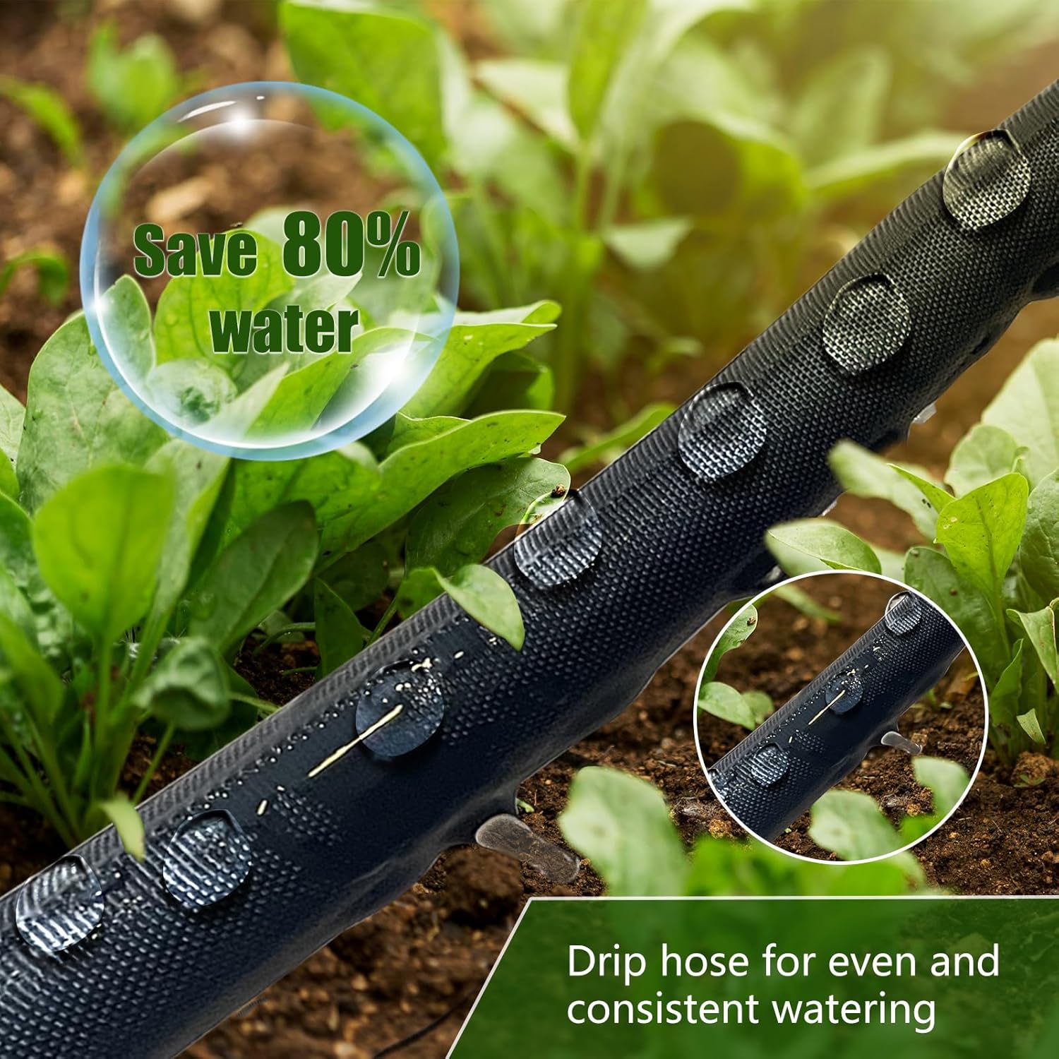 Soaker Hose 100FT, Thickened Flat Soaker Hoses For Garden 100 ft 2 pac