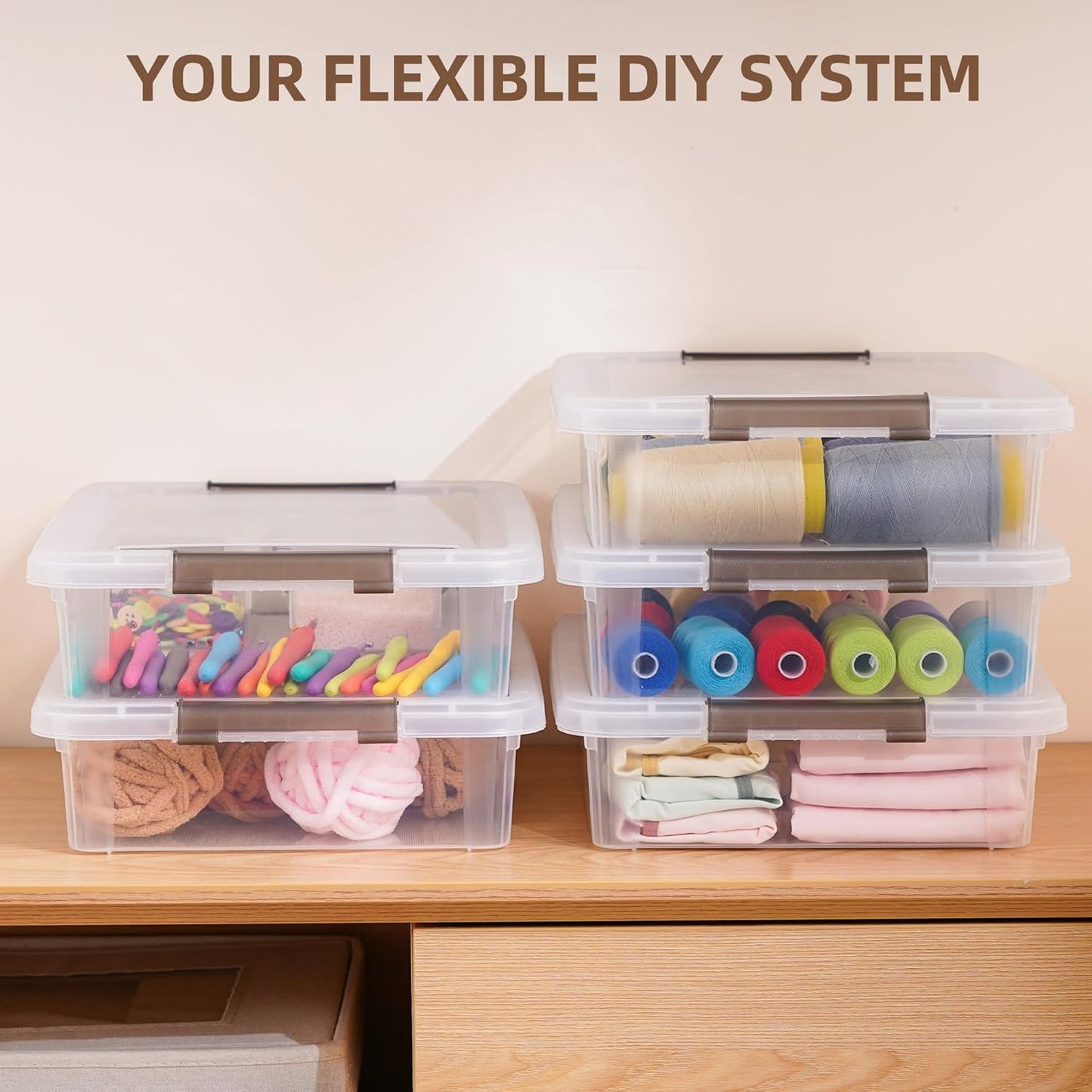 Citylife 3 PCS Plastic Storage Bins with Latching Lids Portable Project Case Clear File Box Stackable Storage Containers for Organizing A4 Paper, Photo, Document, Scrapbook