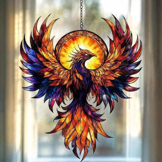 Phoenix Suncatcher Fantasy Red Bird Lover Window Hanging Ornament Acry