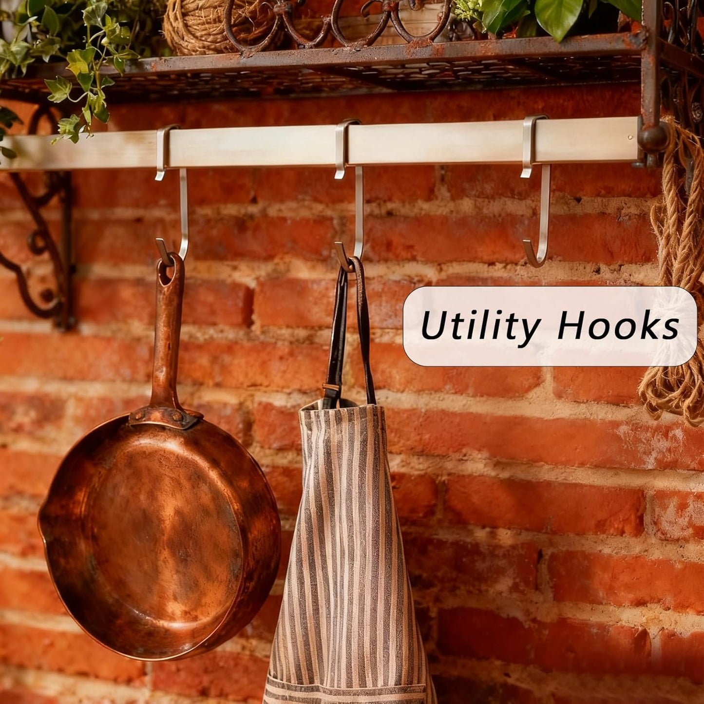 5Pcs Square Hooks, Stainless Steel Universal Hook, Utility Metal Hooks, Small Hanger for Home Kitchen Bathroom Bedroom Garden Office Hanging Pan Cup Pot Coat Bag Keys Plants, Under Racks