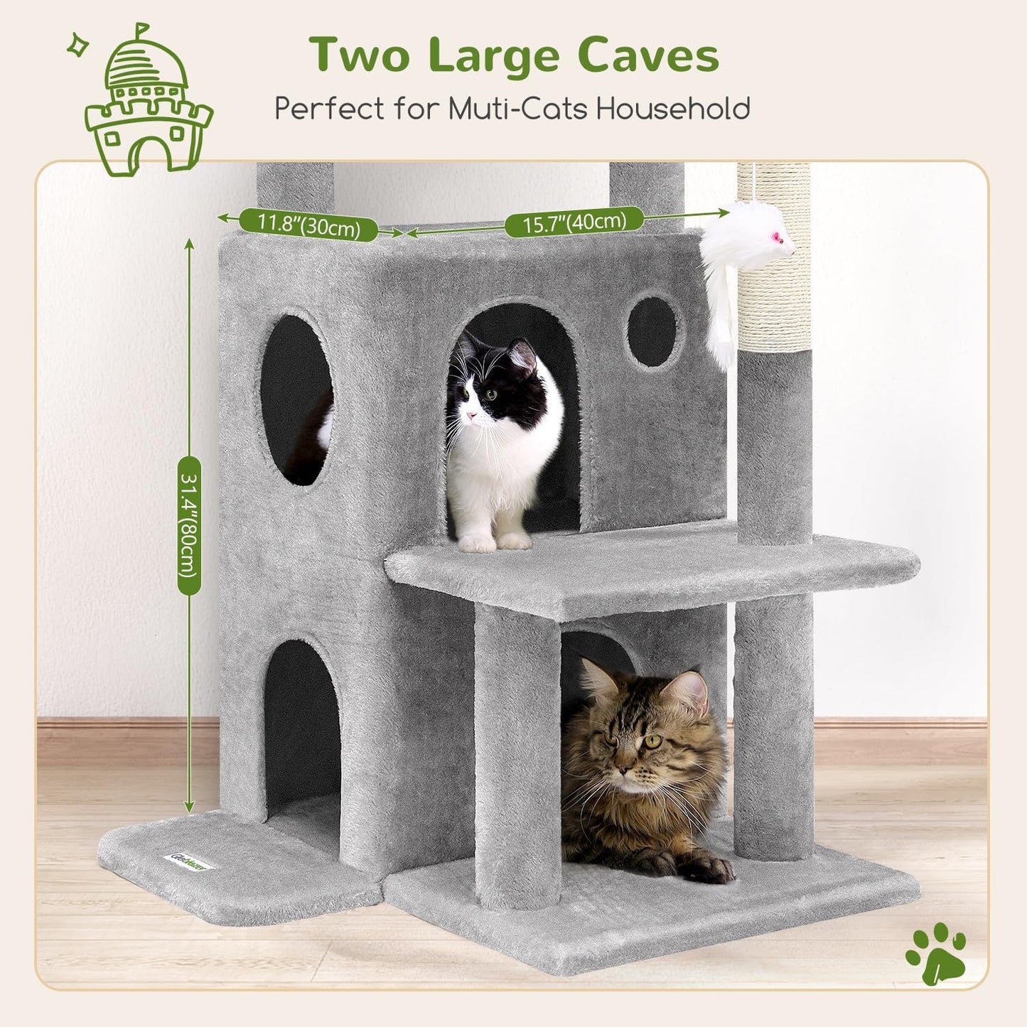 Globlazer Cat Tree Tower for Indoor Cats, 50-inch Adult Cat Tree House