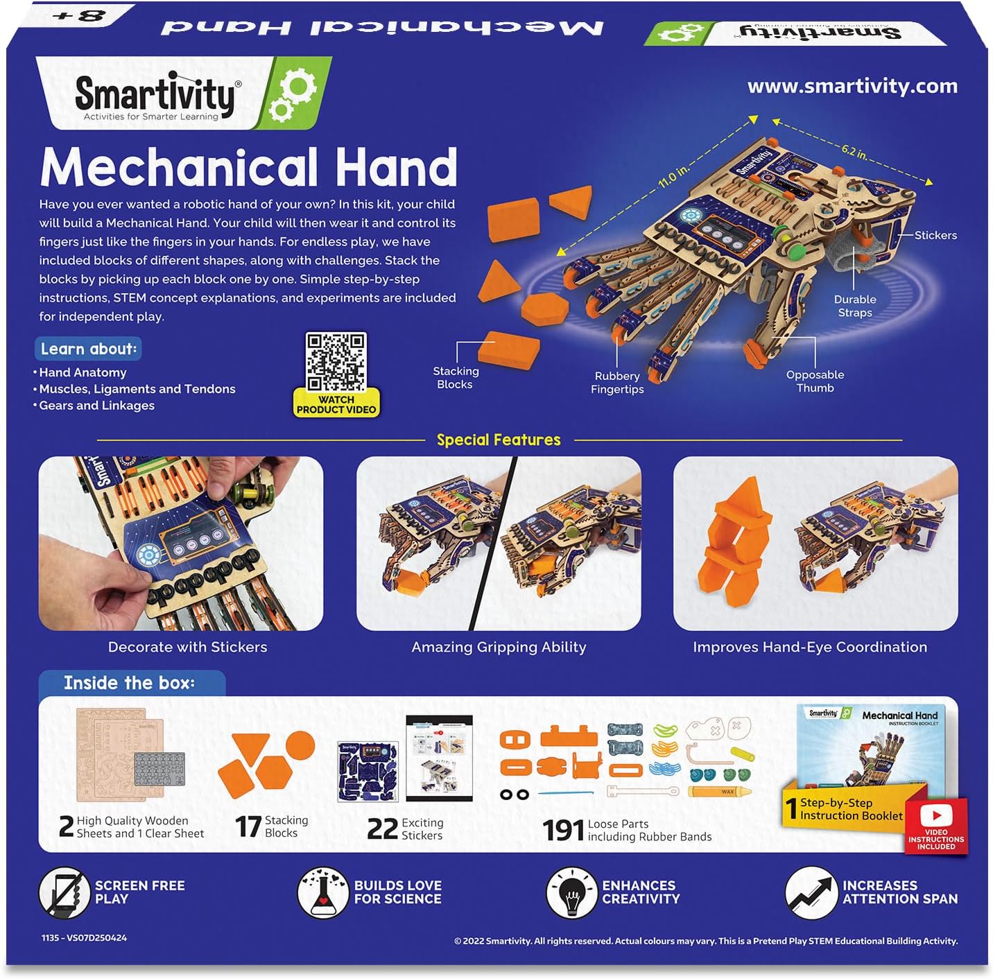 Smartivity DIY Robotic Mechanical Hand STEM Toy for Kids 8-14 Years Ol