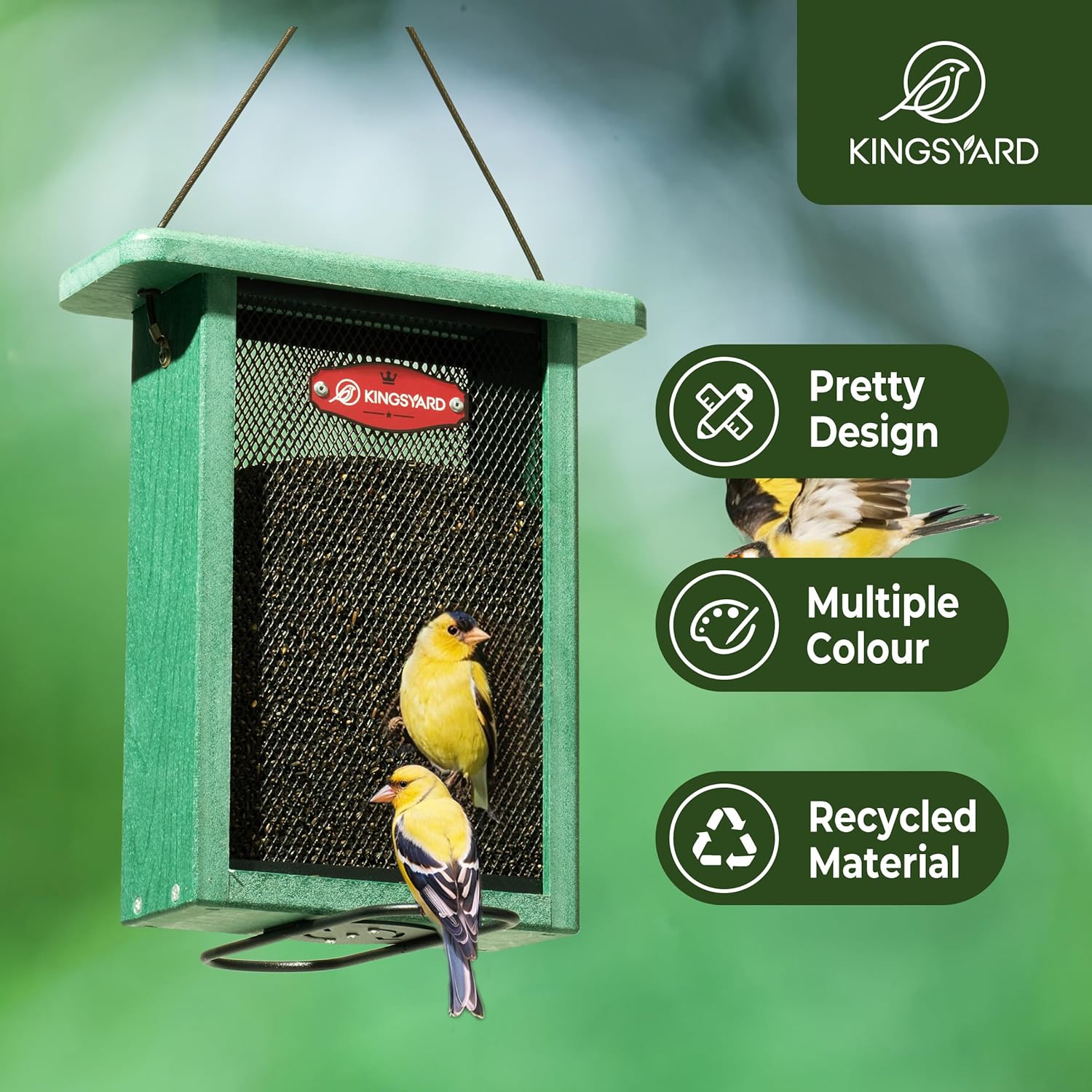 Kingsyard Metal Mesh Bird Feeder for Outdoors Hanging, Finch Feeder fo