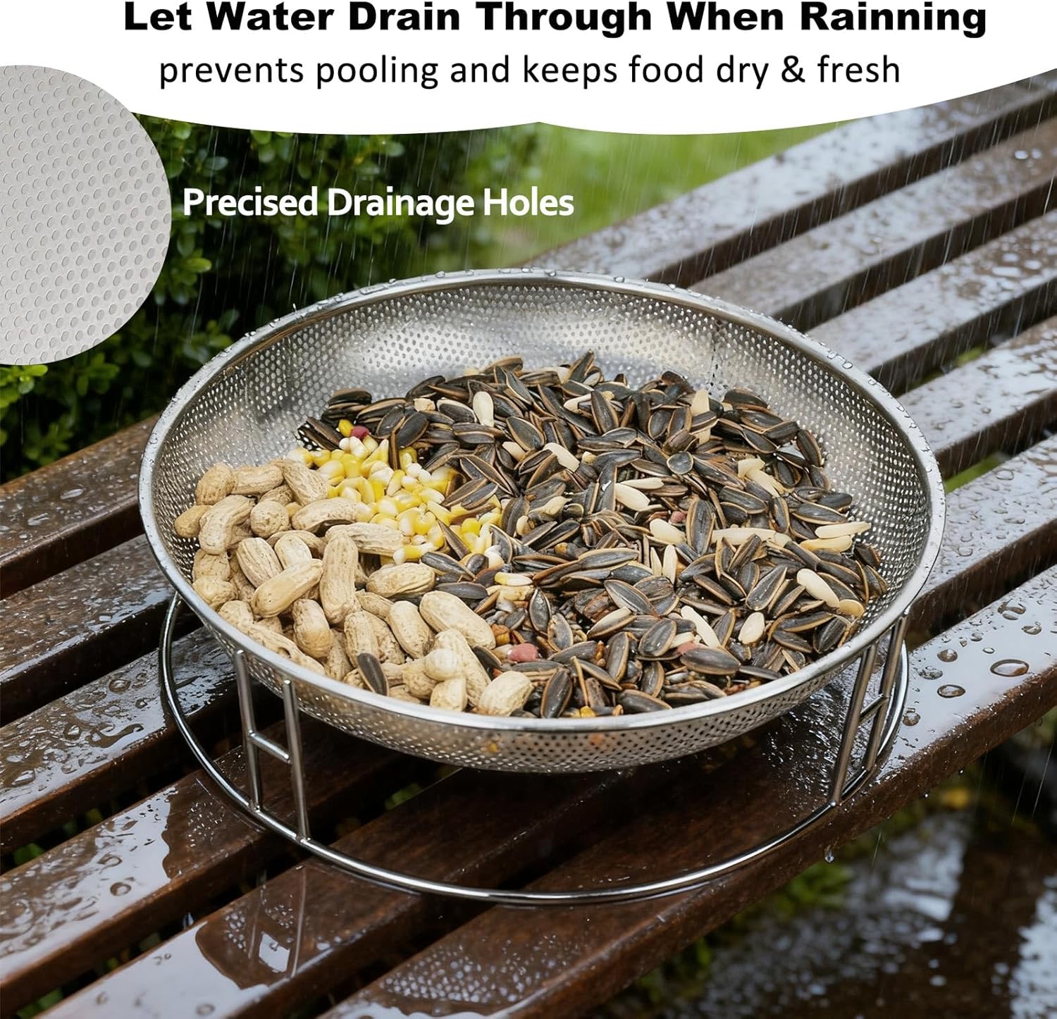 13-Inch Ground Bird Feeder, Stainless Steel Ground Feeding Platform fo