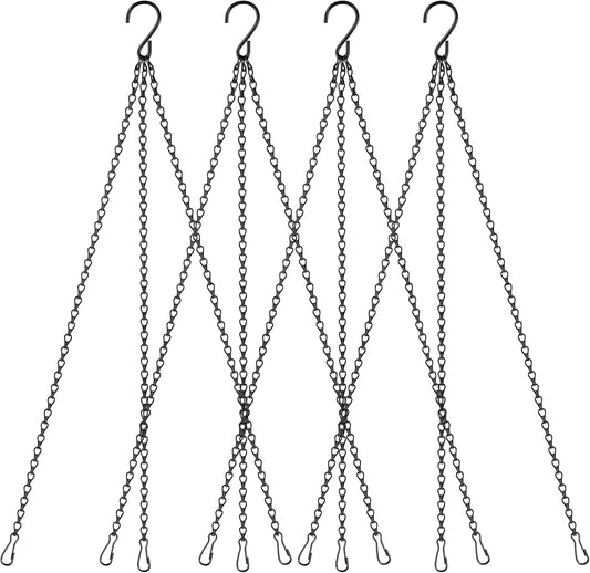 4 Pack 18Inch Hanging Basket Chain,Black Hanging Chain with Hooks Flower Pot Chain Replacement Plant Hangers for Bird Feeders,Planters Wind Chimes and Decorative