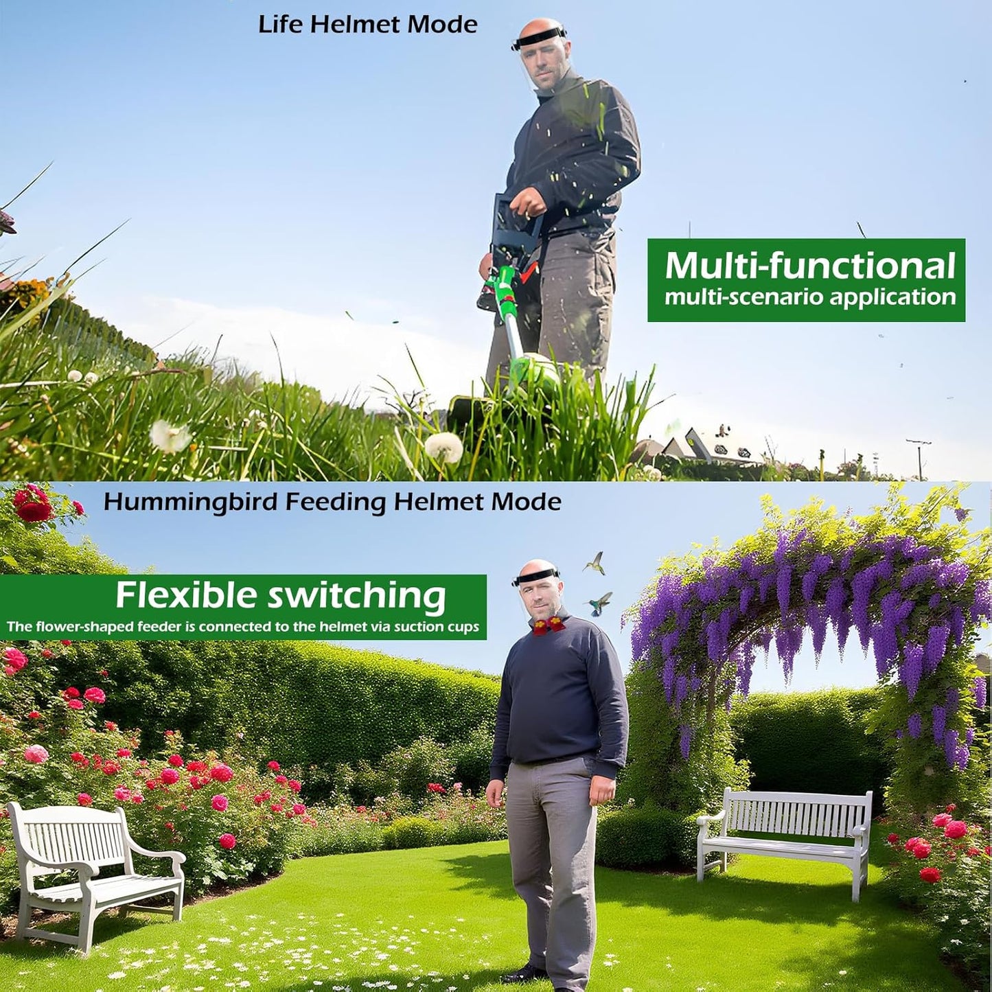 Hummingbird Feeder Helmet | Easy-Install Hummingbird Feeder Hat | 2 Feeding Ports, Round Nectar Box, Leak-Proof & Quick to Refill
