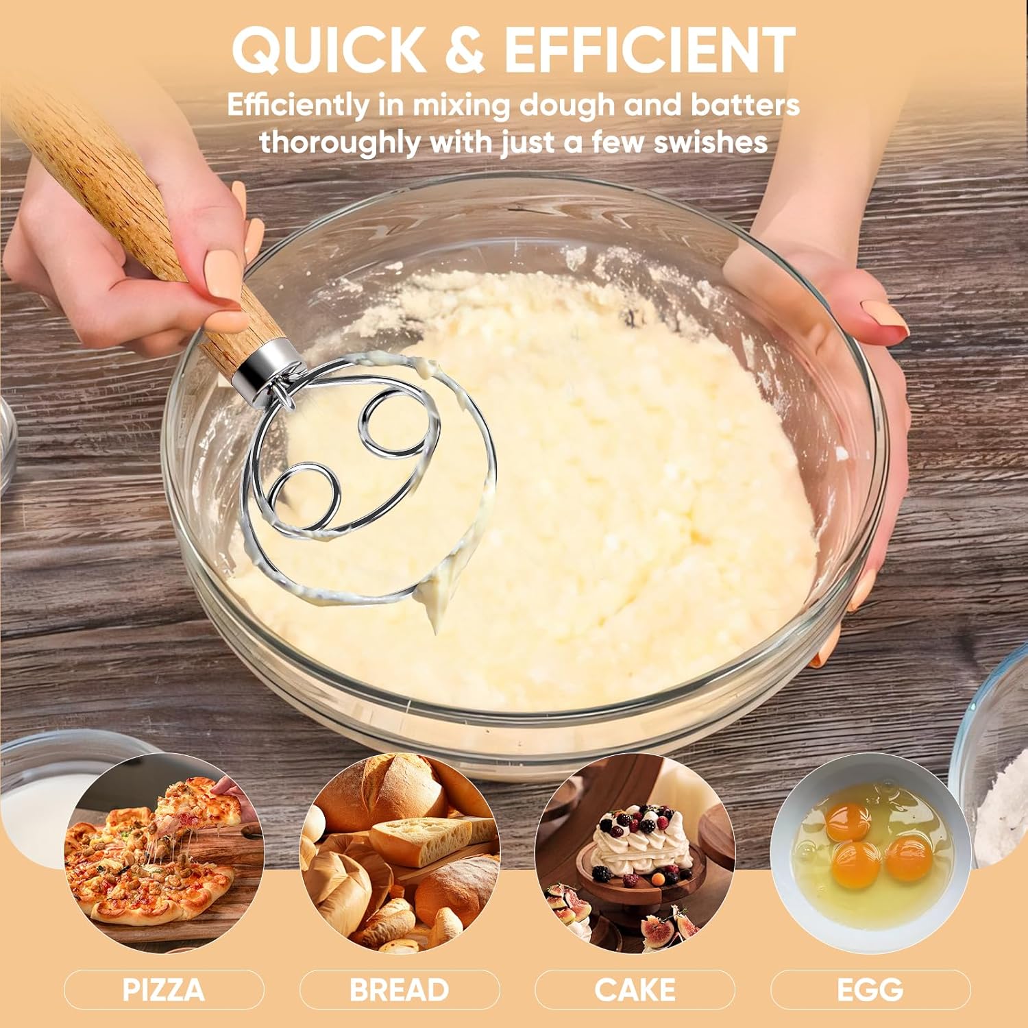 Maxjoy Danish Dough Whisk for Bread Sourdough Baking Mixing - Stainles