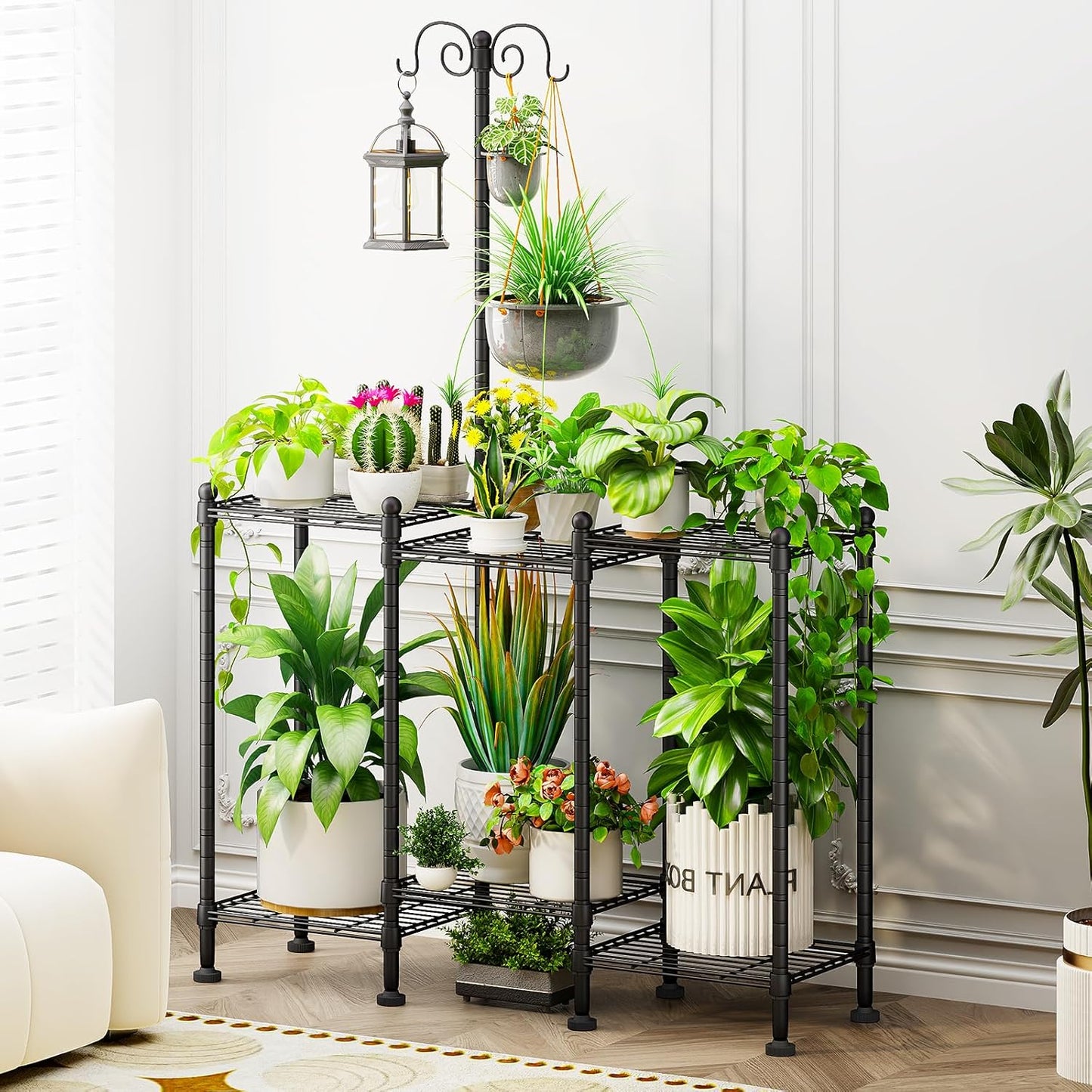 Plant Stand Indoor Outdoor, Heavy Duty Metal Waterproof 6 Tiered Plant