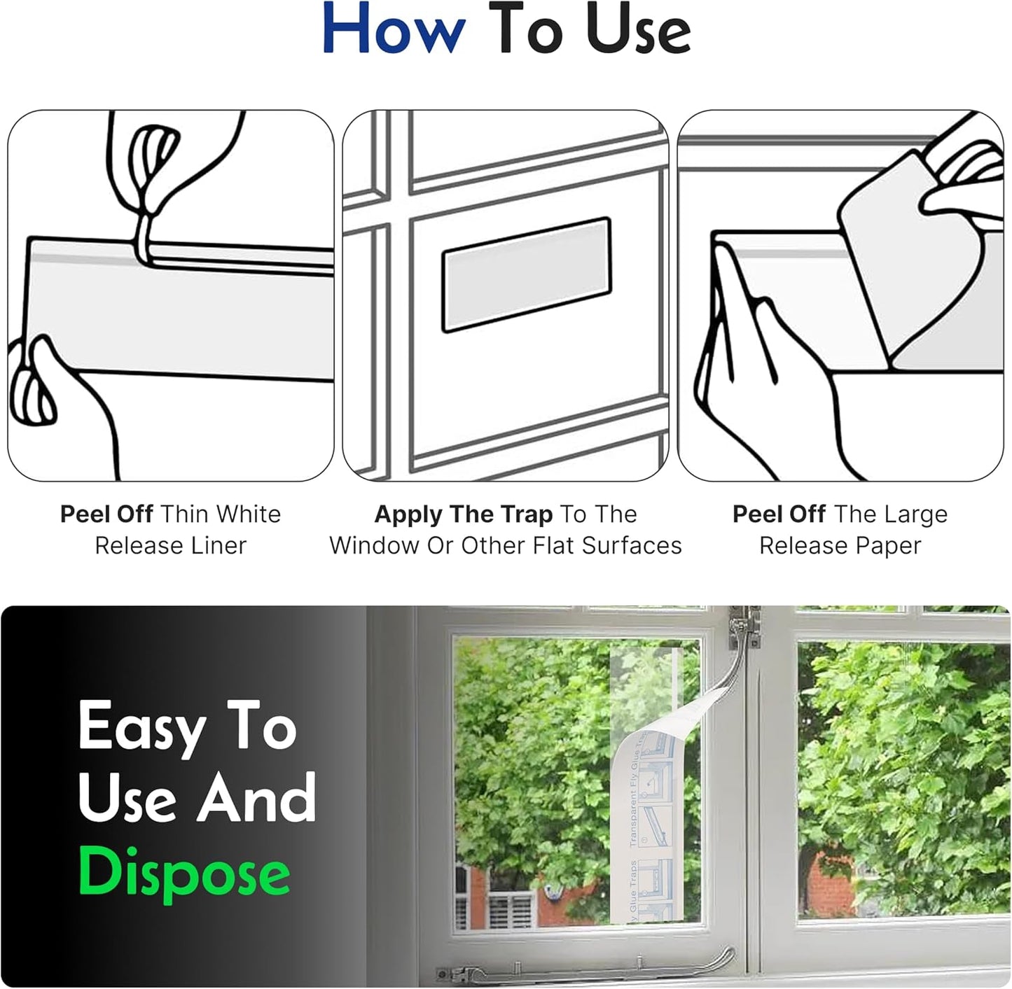 Fly Traps Sticky Window – 32 Pack | Pre-Baited, Odorless Pest Control 