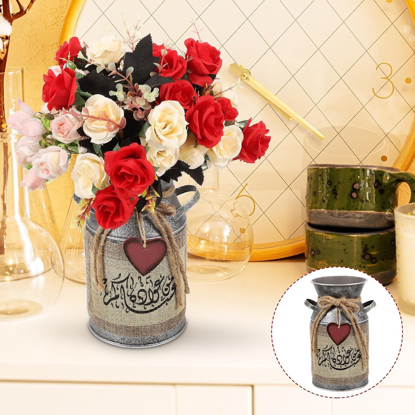 BESTOYARD Vintage Metal Flower Pot and Retro Iron Planter Silver with 