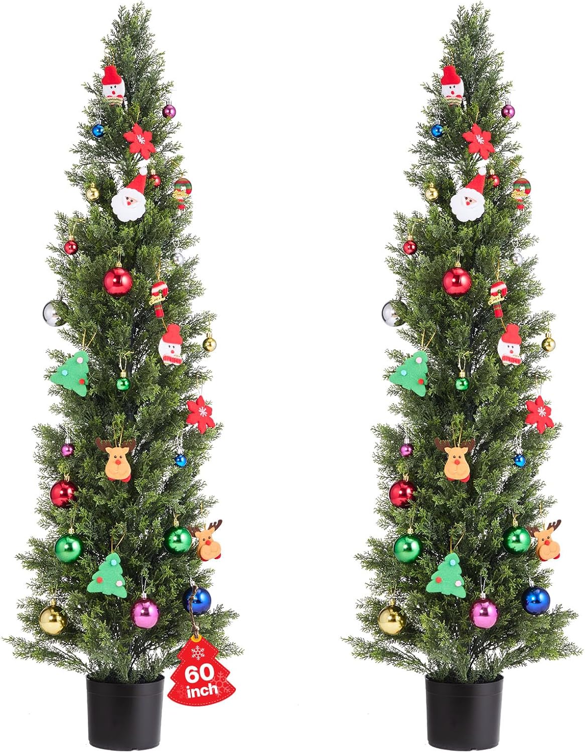 VEVOR Artificial Cedar Topiary Trees, 60 inch 2 Set Faux Pine Shrubs P
