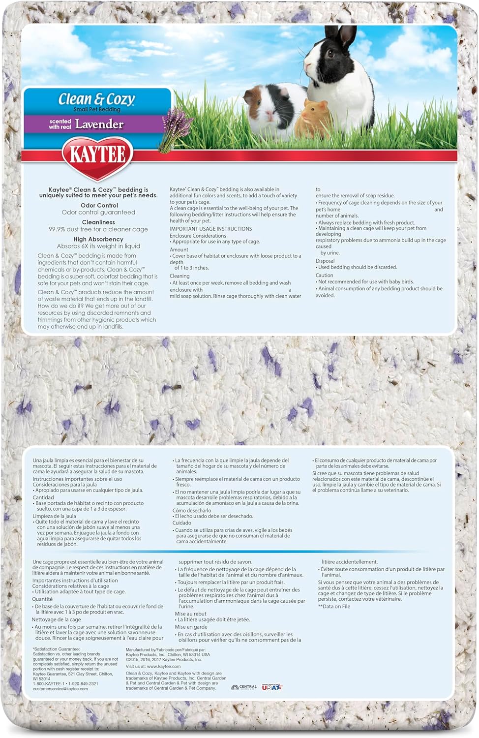 Kaytee Clean & Cozy Lavender Paper Bedding For Pet Guinea Pigs, Rabbit