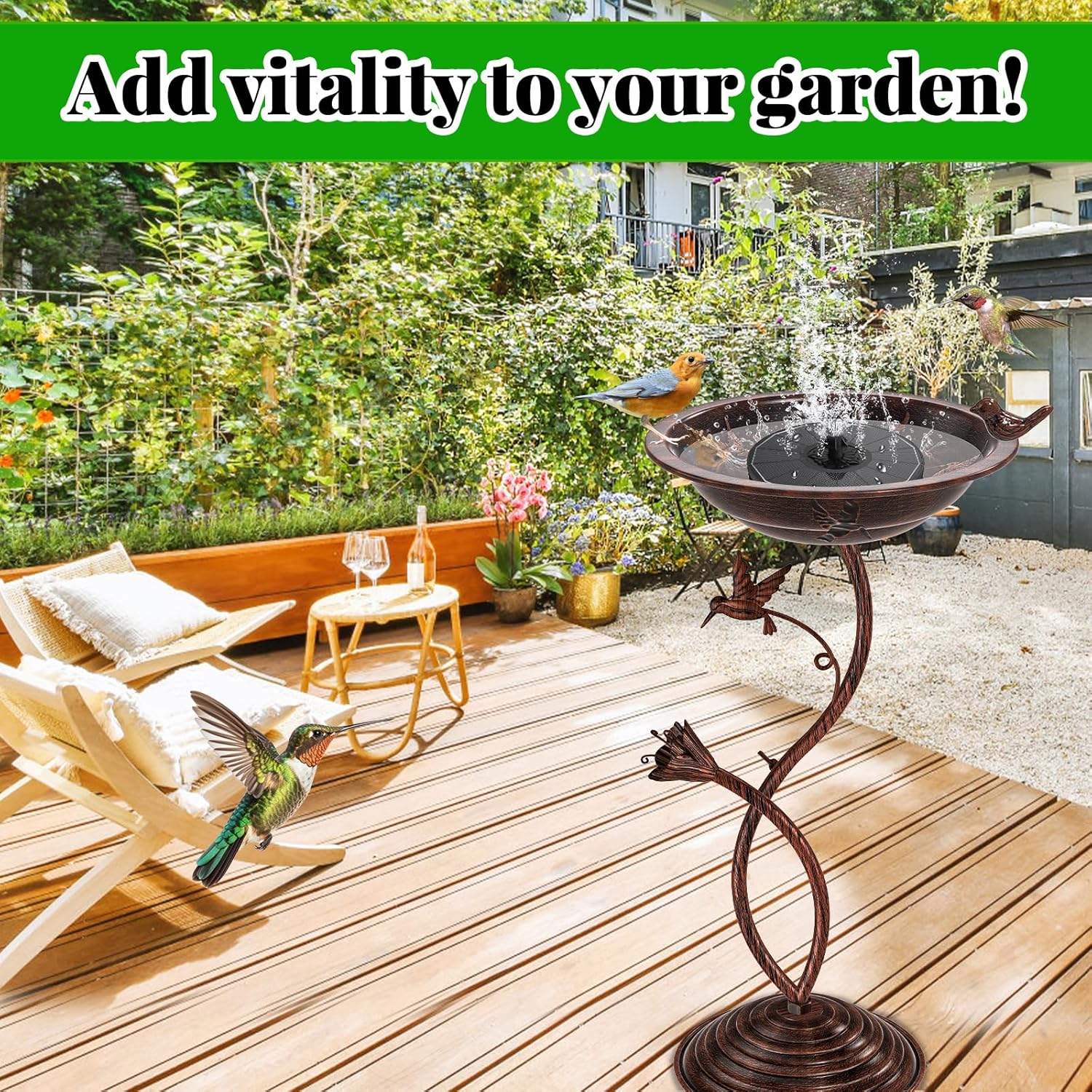 Bird Bath Garden for Outside, Vintage Metal Birdbaths Bowl with Roman 