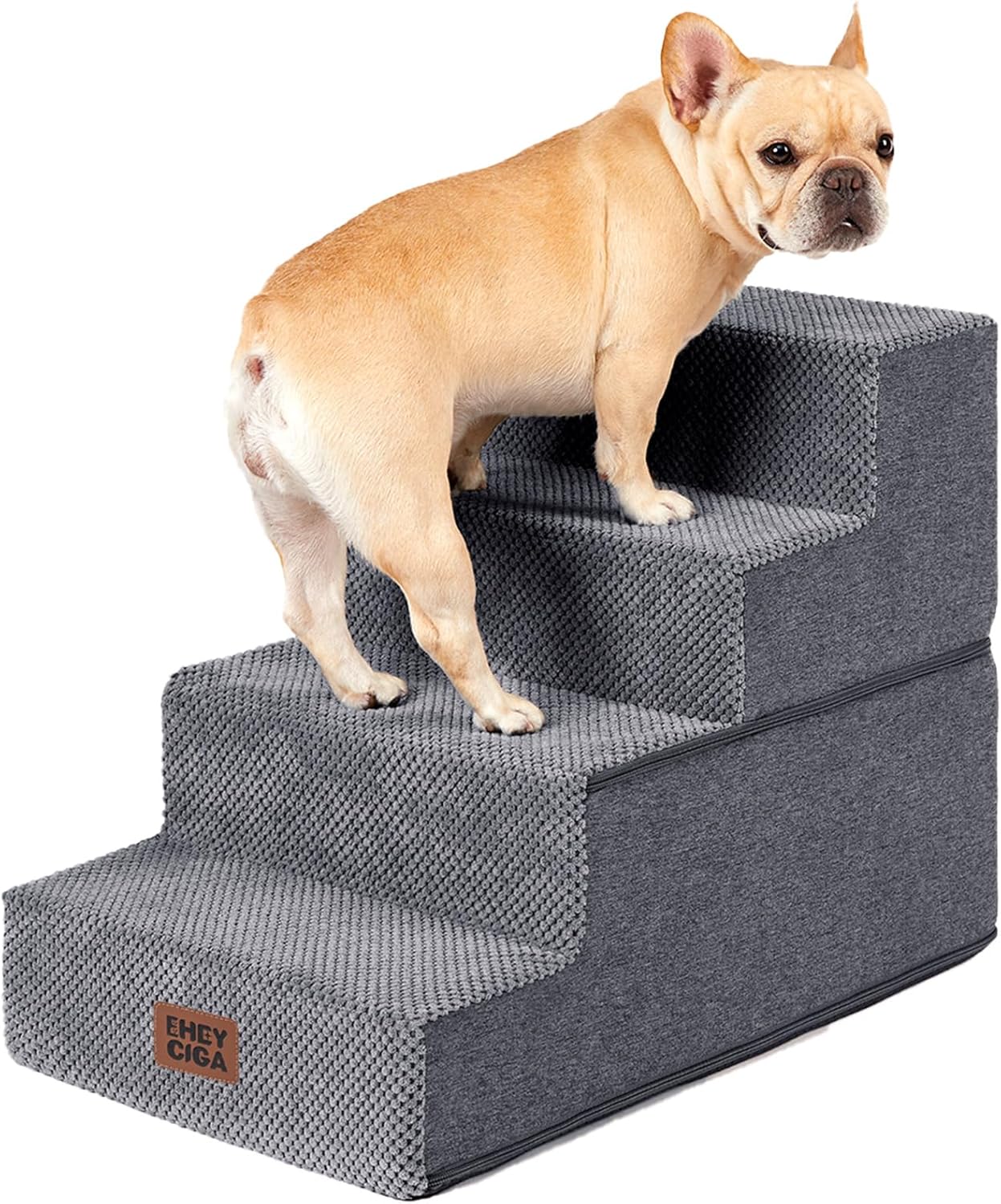 EHEYCIGA Dog Stairs for Bed 18" H, 4-Step Dog Steps for High Bed, Pet 