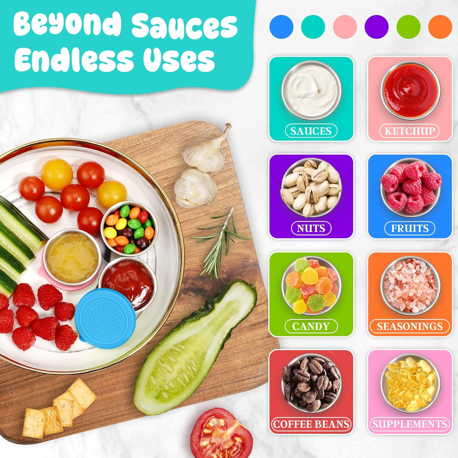 6x1.6 oz Salad Dressing Container to Go, Leakproof Reusable Stainless 