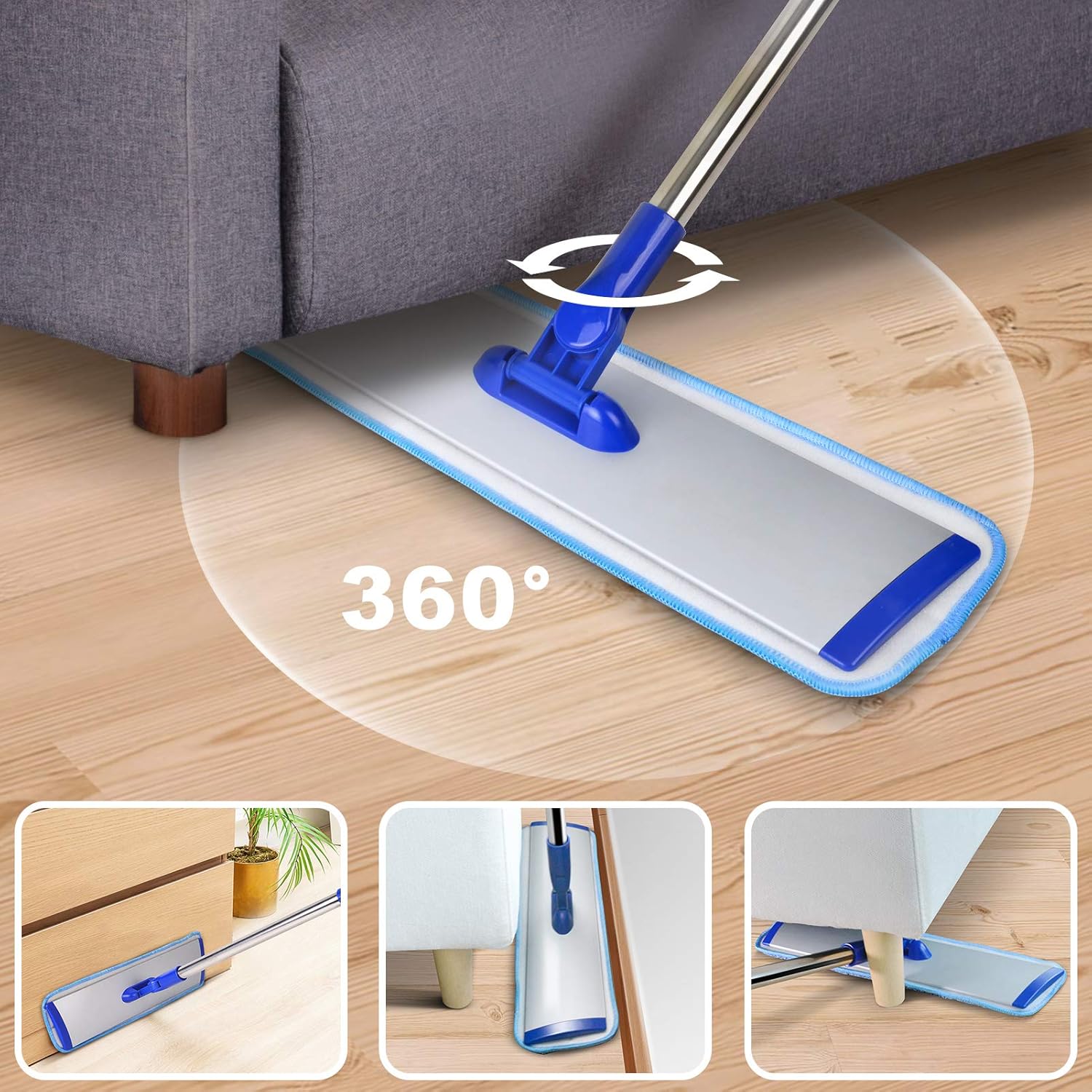 18" Professional Microfiber Mop Floor Cleaning System, Flat Mop with S