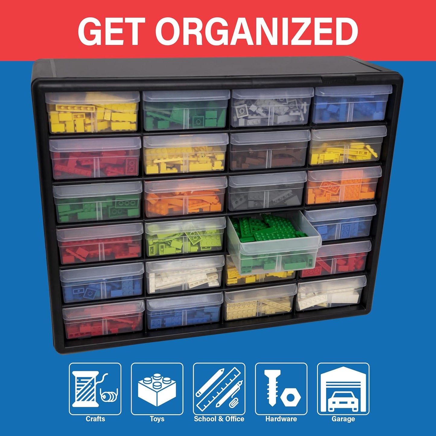 Akro-Mils 24-Drawer Plastic Drawer Storage Cabinet for Garage Organiza