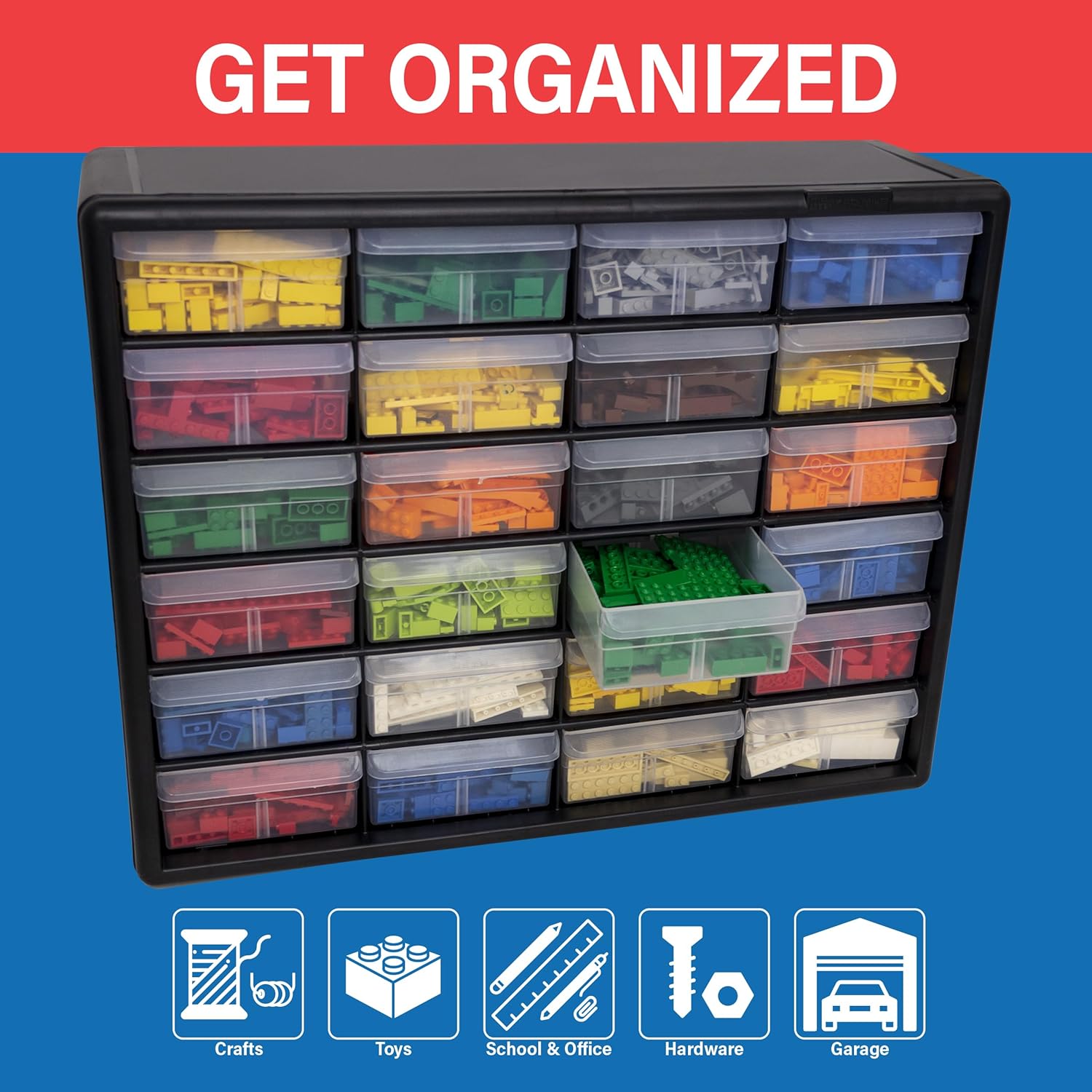 Akro-Mils 24-Drawer Plastic Drawer Storage Cabinet for Garage Organiza