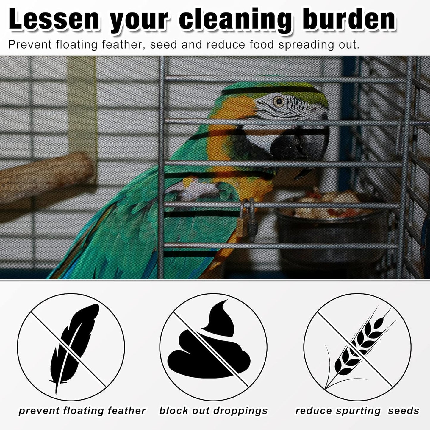 Shappy Large Bird Cage Seed Catcher,Bird Cage Cover Net Skirt Guard,Ad