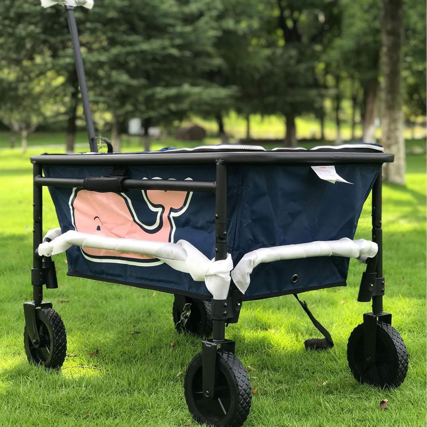 Garden Carts Outdoor Camping Trolley Aluminum Alloy Trolley Portable Folding Four-wheel Beach Hand Trailer Waterproof With Cover Picnic Camping Car Outdoor Trolley ( Color : Blue , Size : One szie
