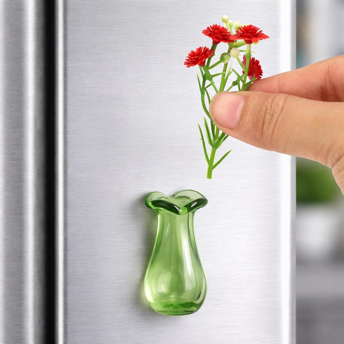 20pcs Mini Flower Pot Magnets for Fridge Glass Magnetic Vase for Refrigerator,Tiny Cute Bud Planters, Funny Aesthetic Plant Accessories for Locker, Office, Kitchen Decoration, Small Design Gift Idea