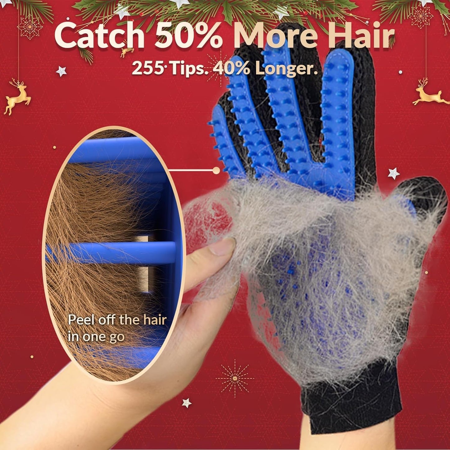 Upgrade Efficient Pet Hair Remover Gloves - Gentle Shedding Brushes fo