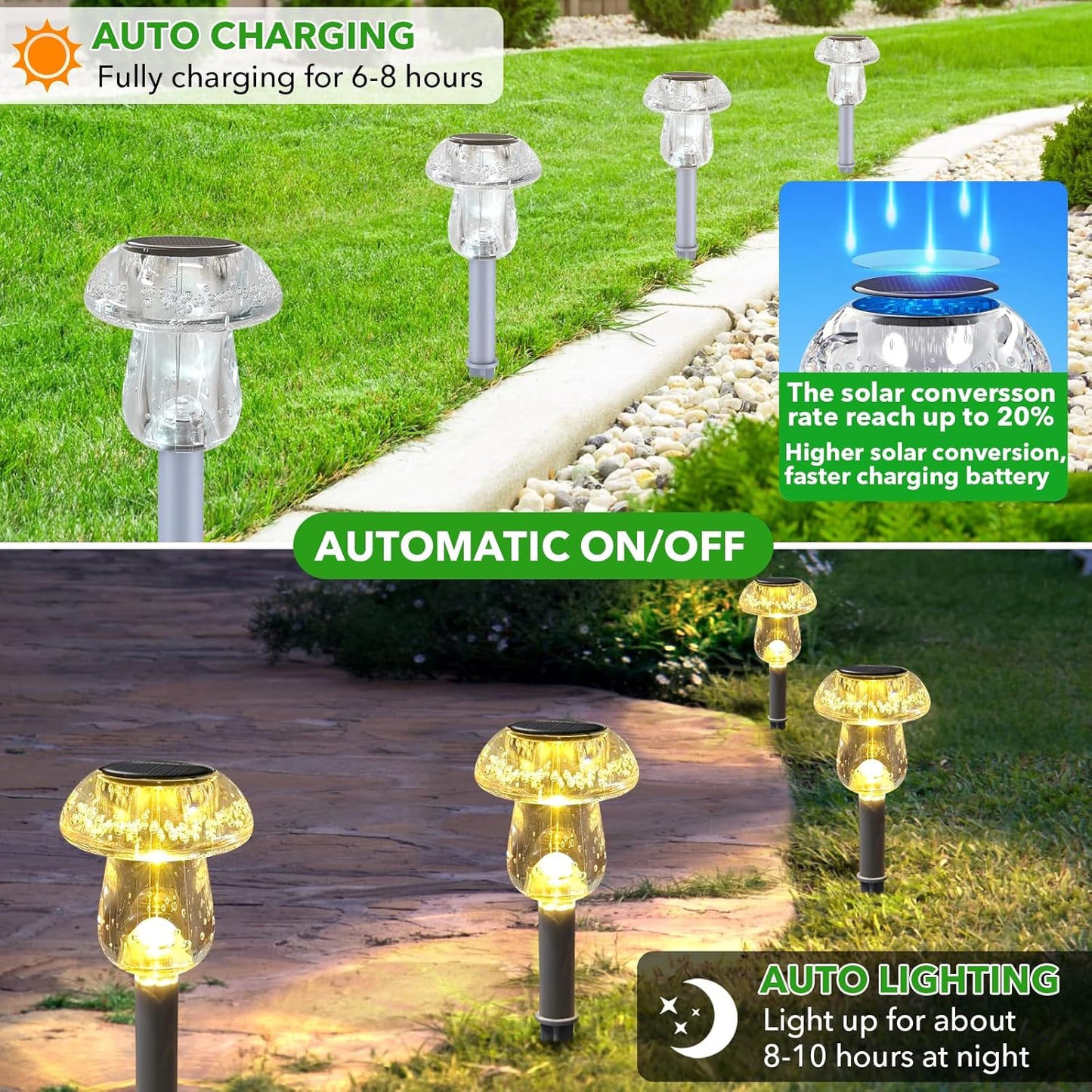 Solar Lights Outdoor, 8 Pack Mushroom Lights Outside Waterproof, Solar