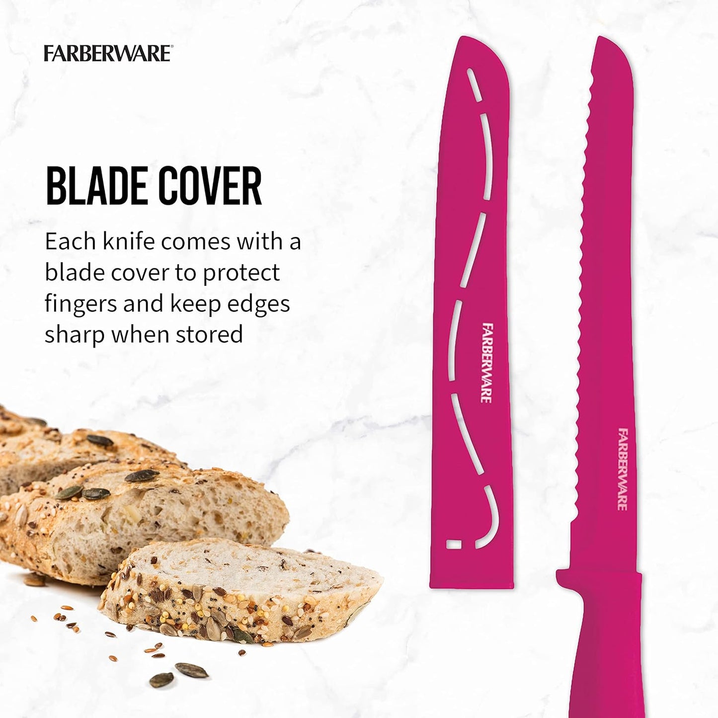 Farberware Resin Cutlery Set, 12 Piece, Pastel, Stick Resistant Blades