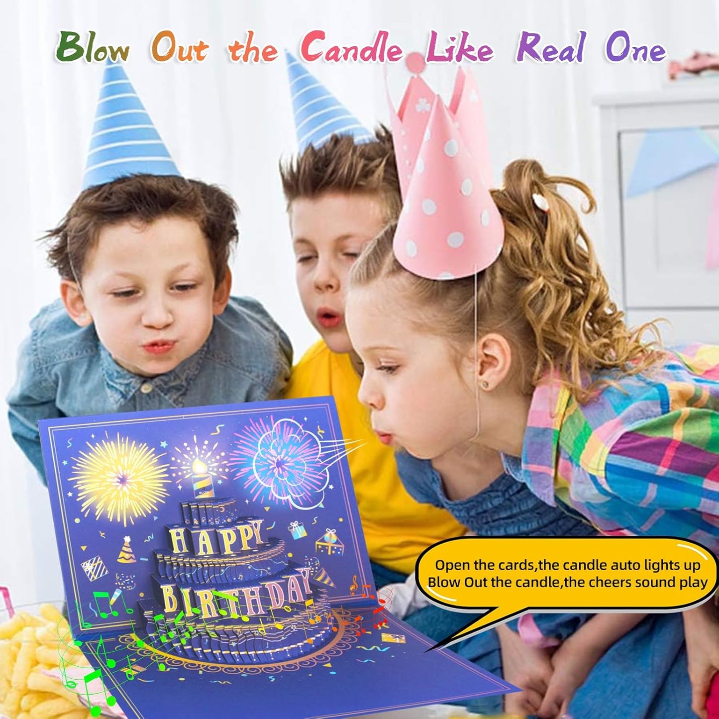 3D Pop Up Birthday Cards, Musical LED Lights Birthday Cards, Greeting Cards, Birthday Gifts for Mom Women Men Kids Child Dad Father Wife