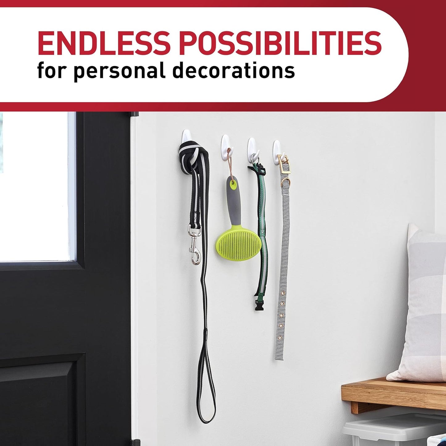 Command Medium Designer Hooks, 9 Hooks and 12 Strips, Damage-Free Hanging Wall Hook with Adhesive Strips, No Tools Great for Hanging, Organization and Storage, Holds up to 3 lb