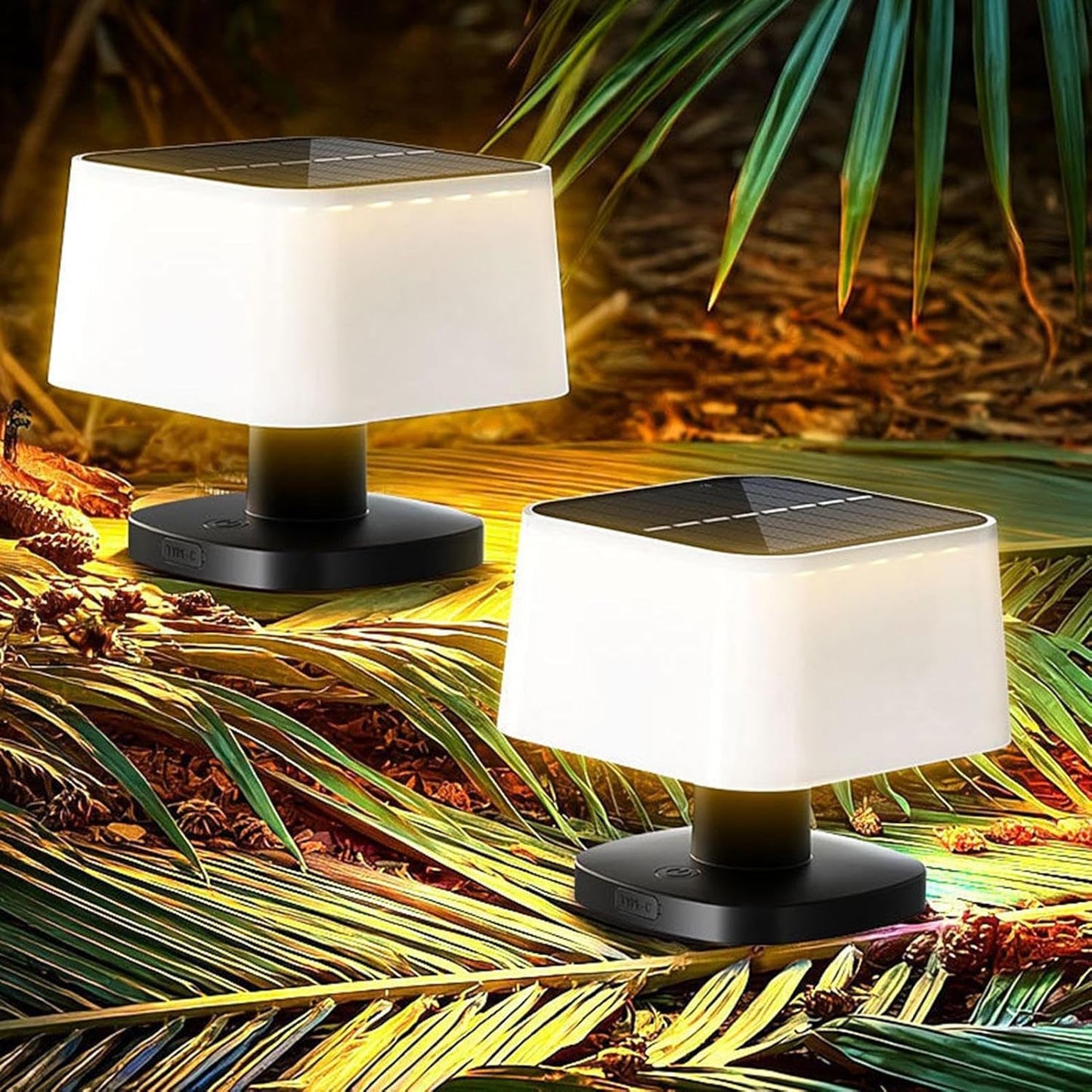 Solar Table Lights Outdoor, Rechargeable LED Desk Lamp with 3 Brightness Levels — Perfect for Patio, Garden, Lawn, Balcony, Porch & Camping