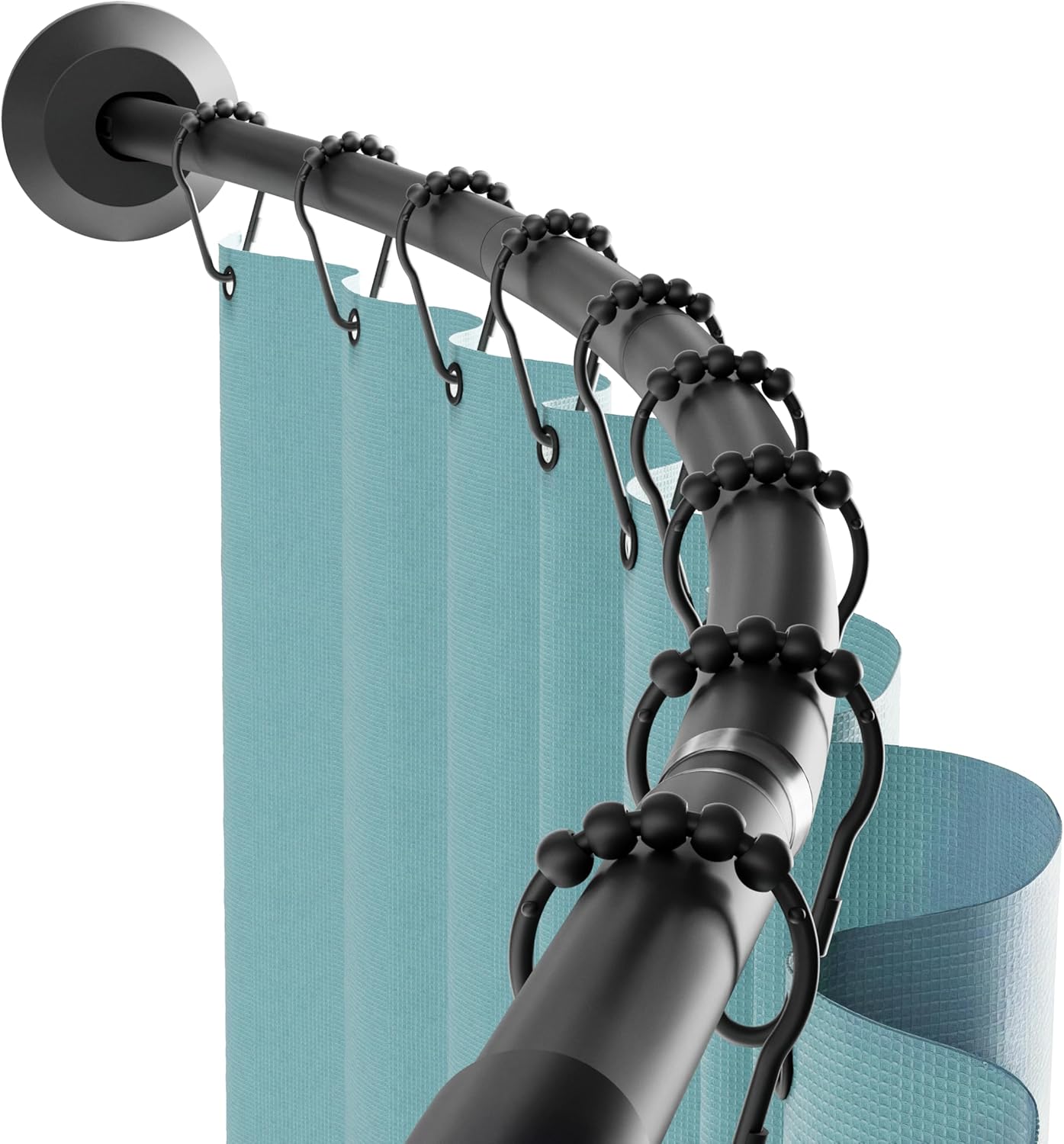 Zenna Home Rustproof Curved Shower Curtain Rod, No Drill Tension or Permanent Mount Adjustable Curved Shower Rod for Bathroom, Easy Install, Rounded for Extra Room, 50 to 72 Inches, Matte Black