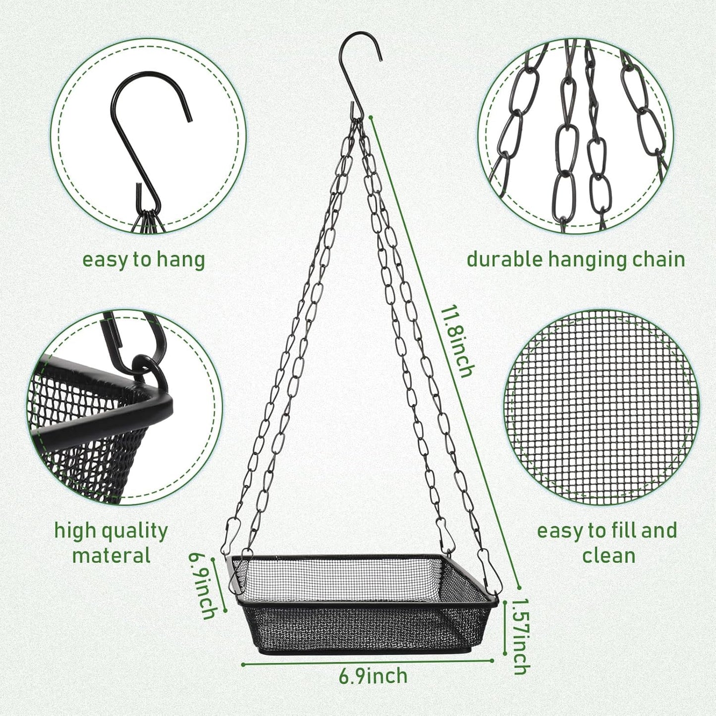 4 Pieces Hanging Bird Feeder Tray Platform Metal Mesh Feeder Seed Plat