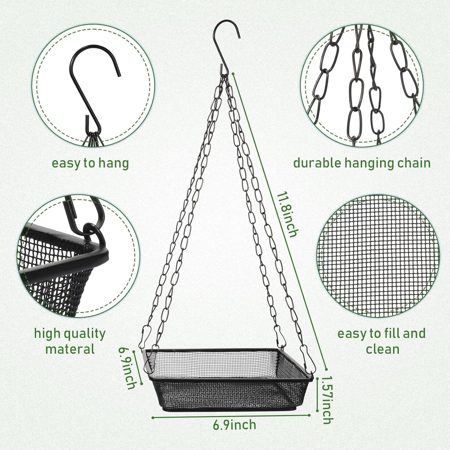 4 Pieces Hanging Bird Feeder Tray Platform Metal Mesh Feeder Seed Plat