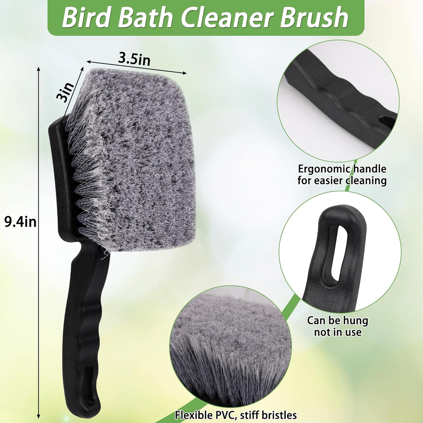5Pcs Bird Bath Brush Kit, Larbeti 1P Hard Silk Bristle Bird Bath Clean