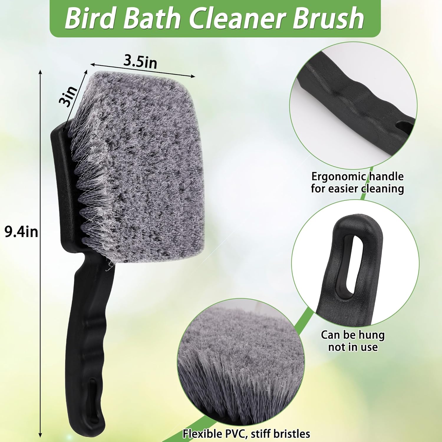 5Pcs Bird Bath Brush Kit, Larbeti 1P Hard Silk Bristle Bird Bath Clean