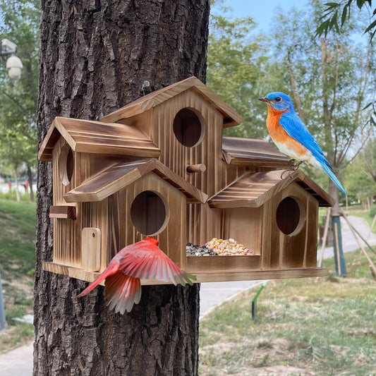 Bird House for Outside 5 Hole Bird Houses Room for 5 Bird Families Lar