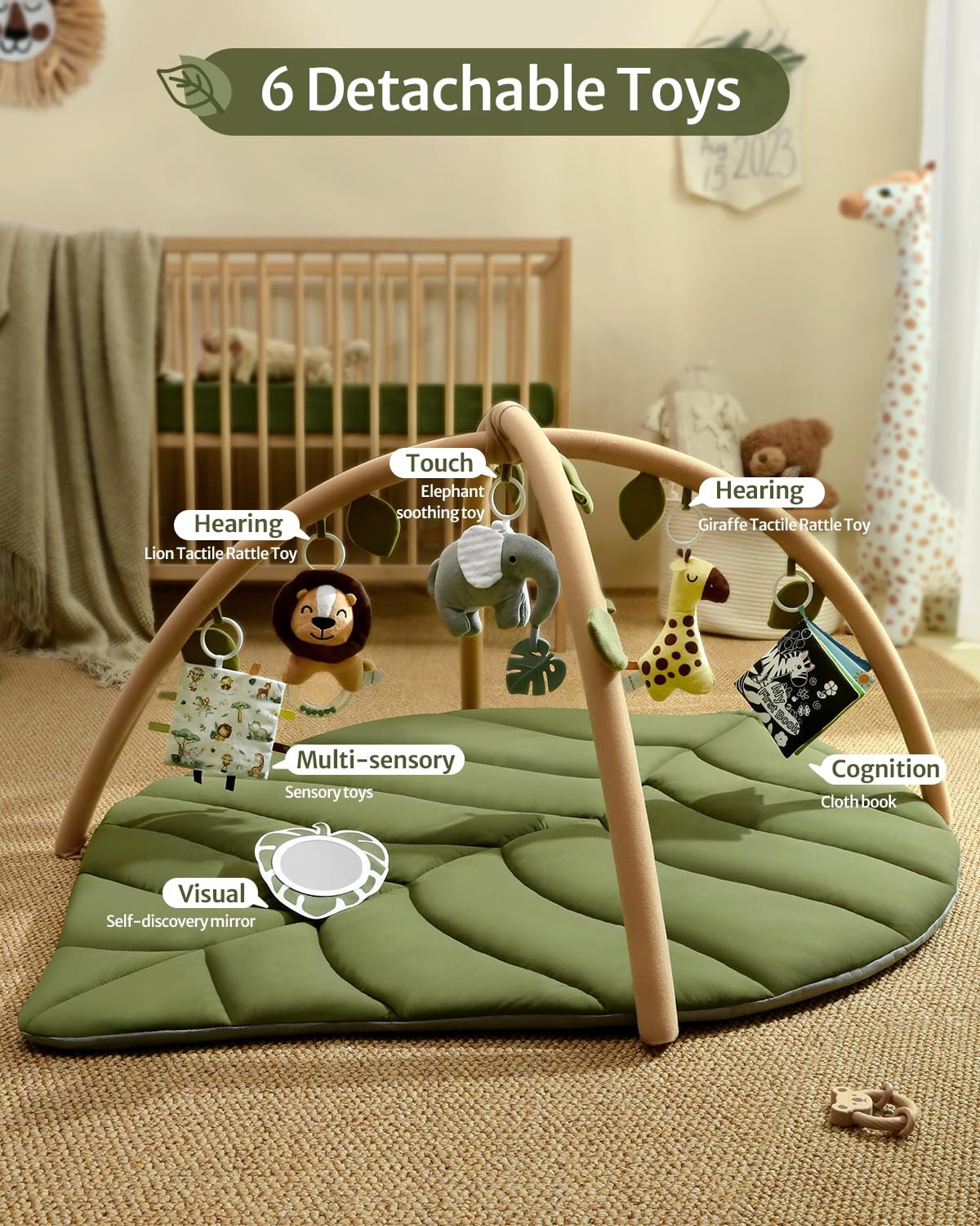 Blissful Diary Baby Play Gym & Activity Mat, Oversize Leaf Shaped Baby