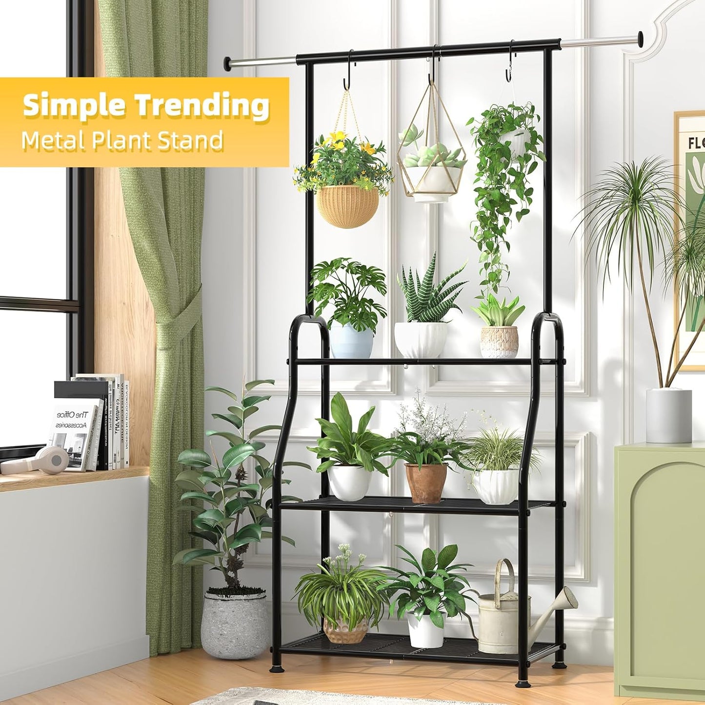 Simple Trending Plant Stand Indoor Outdoor, Heavy Duty Metal 3 Tiered 