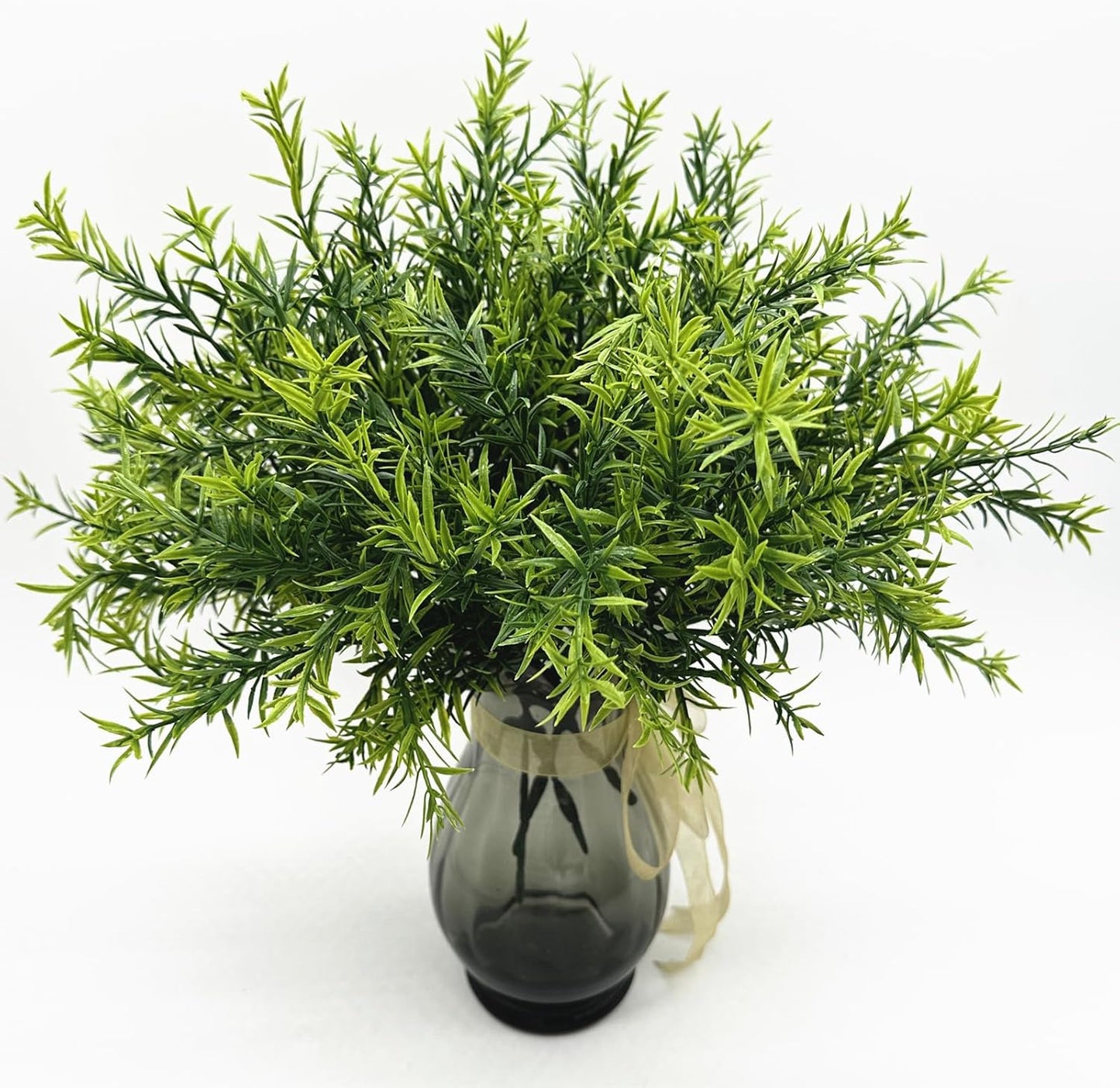 Artificial Rosemary Plants, Fake Plant Bushes Plastic Greenery Grass Faux Shrubs for Home Decor Kitchen Bathroom Farmhouse Room Shelf Desk Coffee Table Vase Pot Planter Filler DIY Decorations 6 Pack