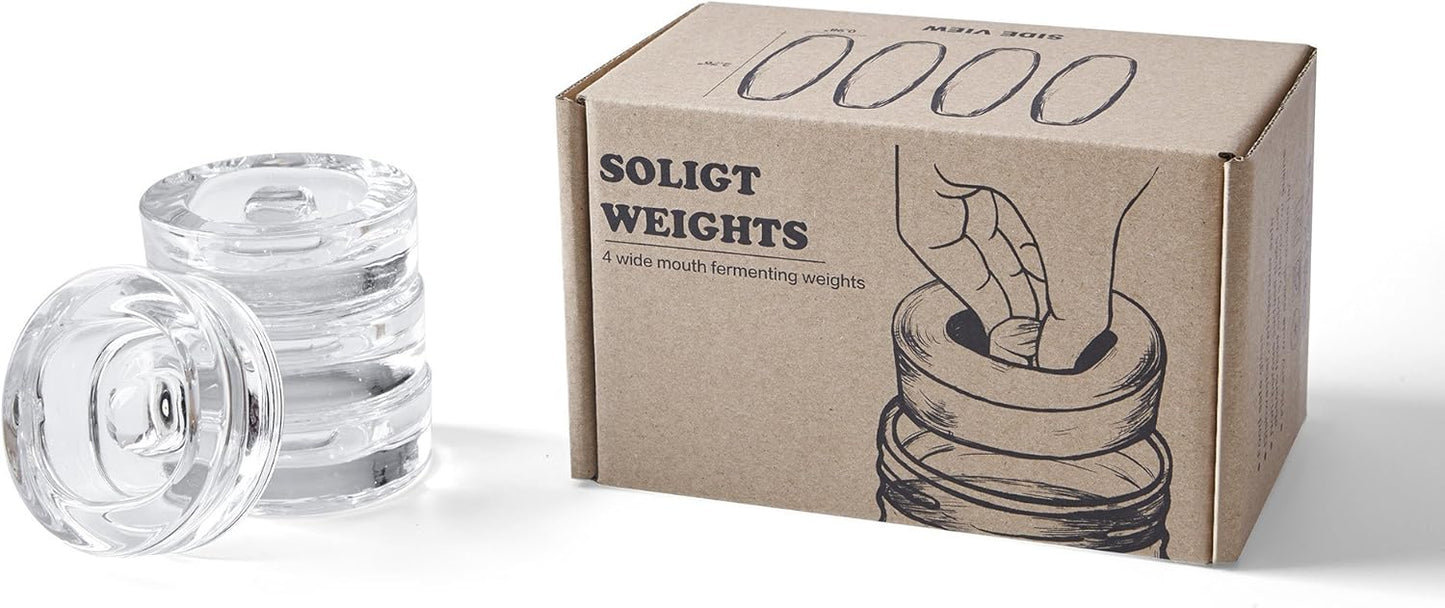 4-Pack of Fermentation Glass Weights with Easy Grip Handle for Wide Mouth Mason Jars