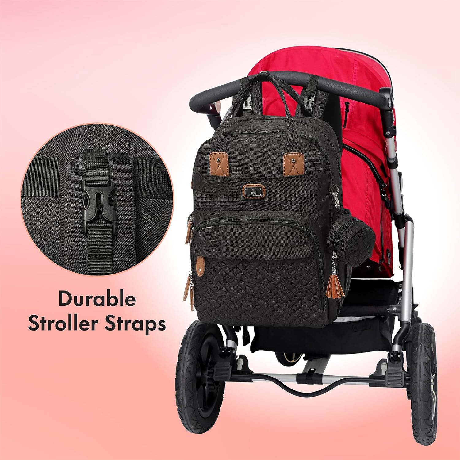 Dikaslon Diaper Bag Backpack with Portable Changing Pad, Pacifier Case