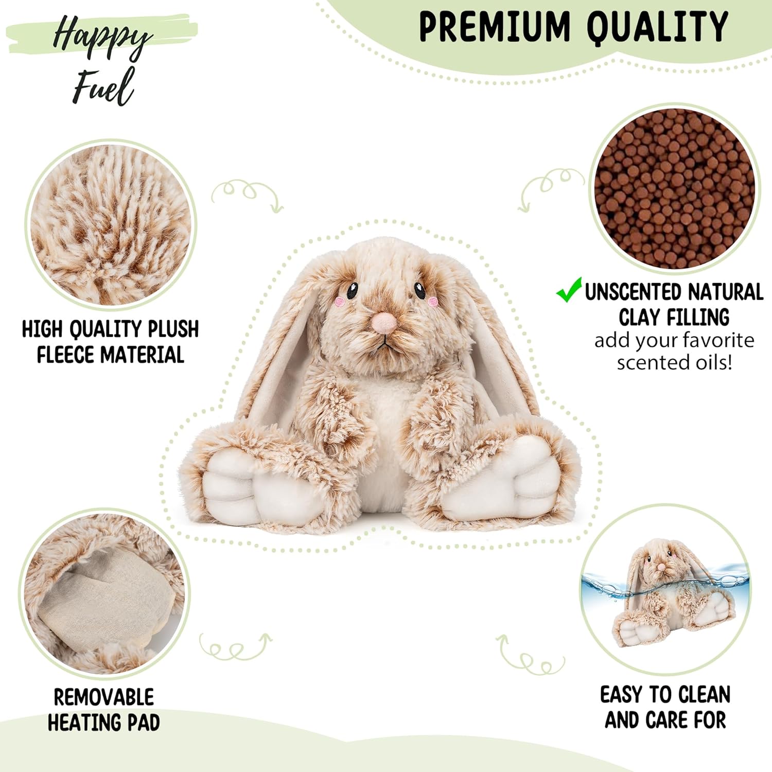 Bunny Microwavable & Weighted Stuffed Animals - 1.5 Lbs Unscented Heat