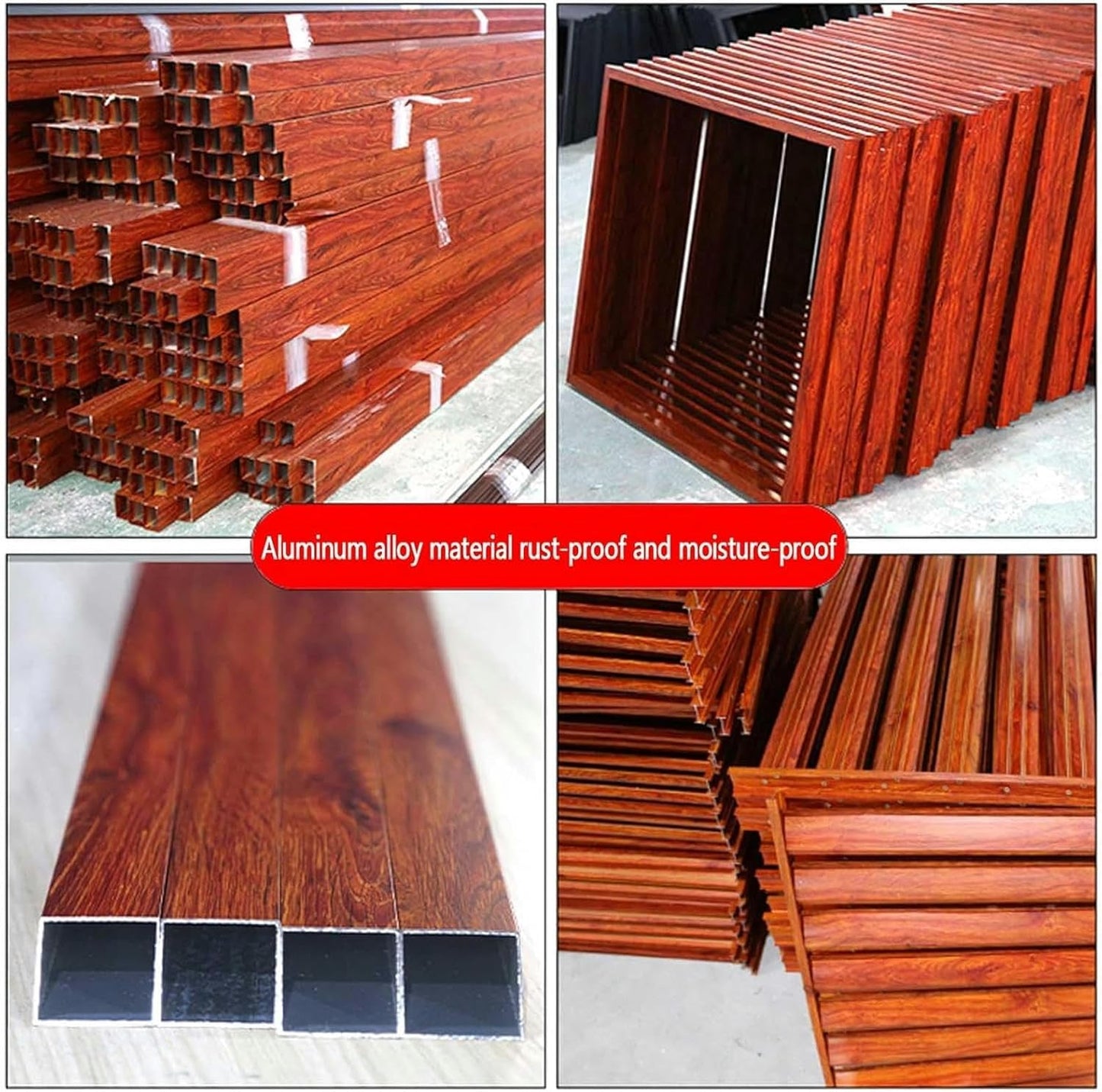 Air Conditioner Fence for Outdoor Units, Aluminum Alloy Air Conditioner Shutters Privacy Fence, Screen 3 Panels Fencing, Decorative Plant Stand Dustproof and Waterproof (Red L100xW50xH70cm)-1
