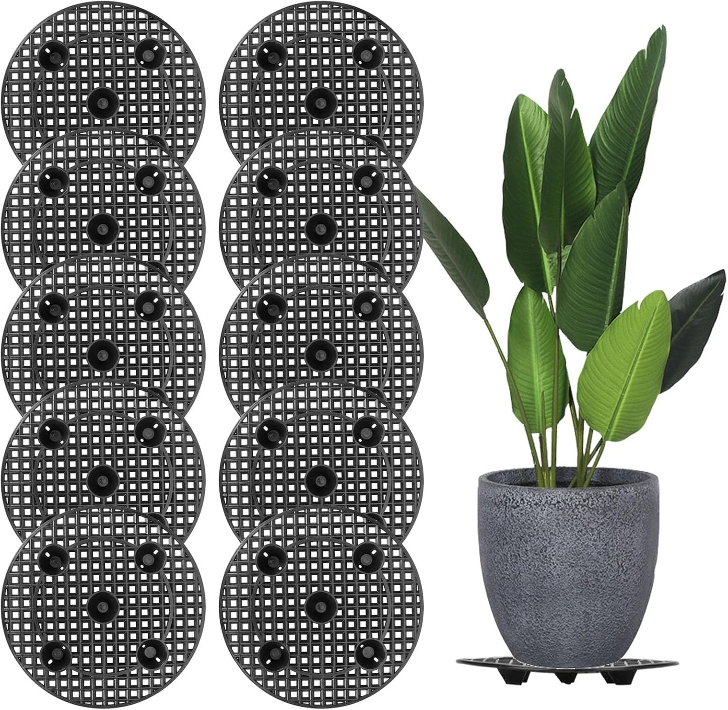Zynery 10-Piece Planter Stands for Indoor & Outdoor Plants - Elevator Trays & Saucers for Pots (11.8in)
