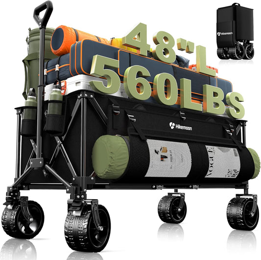 300L Extra Large Wagons Carts Foldable, 560LBS Heavy Duty Collapsible 
