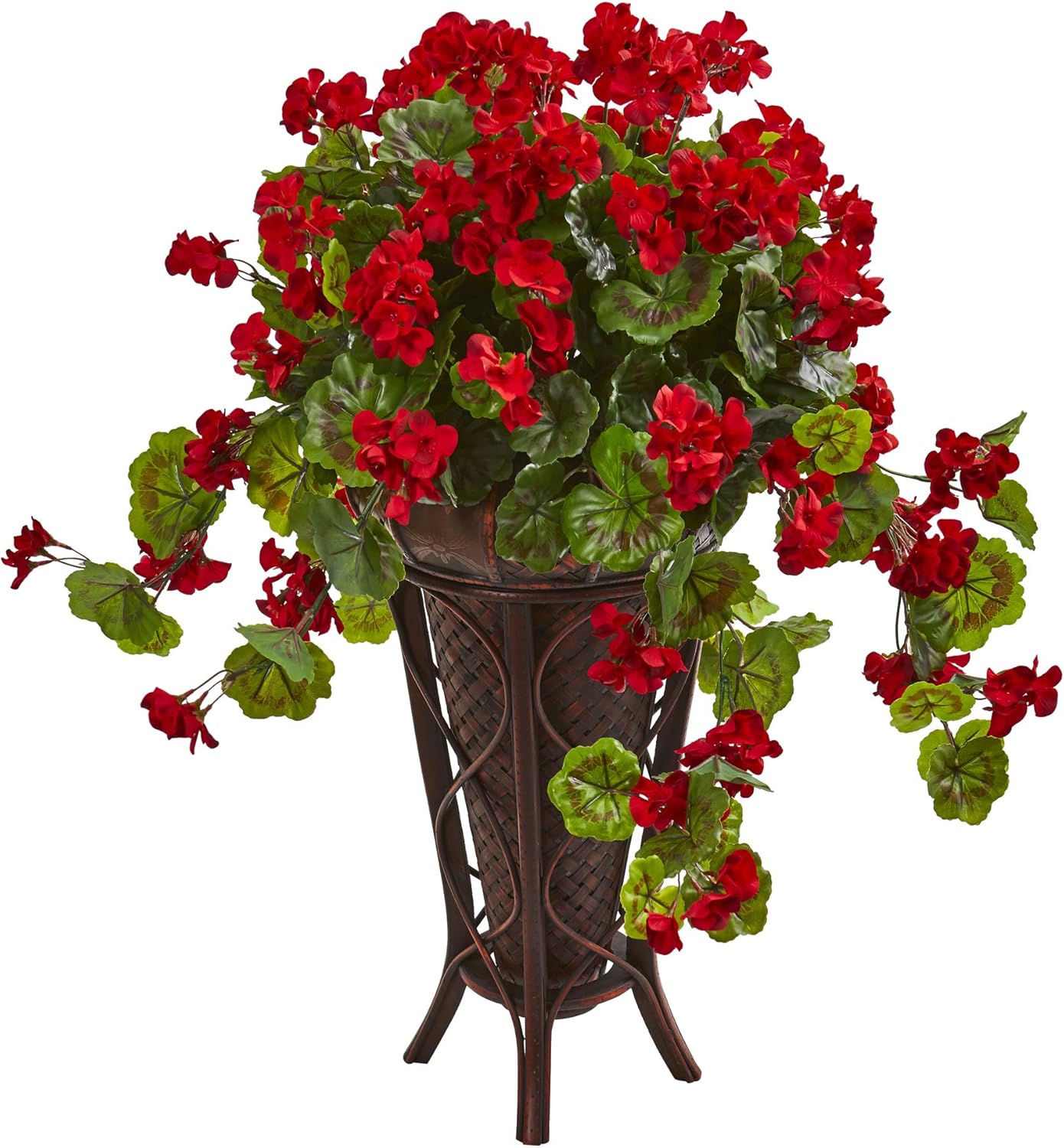 Nearly Natural Geranium Artificial Plant in Stand Planter