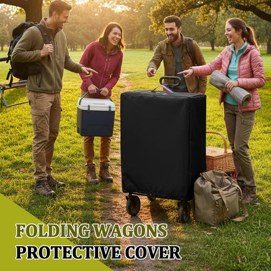 Collapsible Wagon Cover, 20''L x 7" W x 28''H Outdoor Foldable Wagon Cover Waterproof Heavy Duty 420D Oxford Cloth with Adjustable Straps for Folding Garden Cart, Strollers, Utility Carts