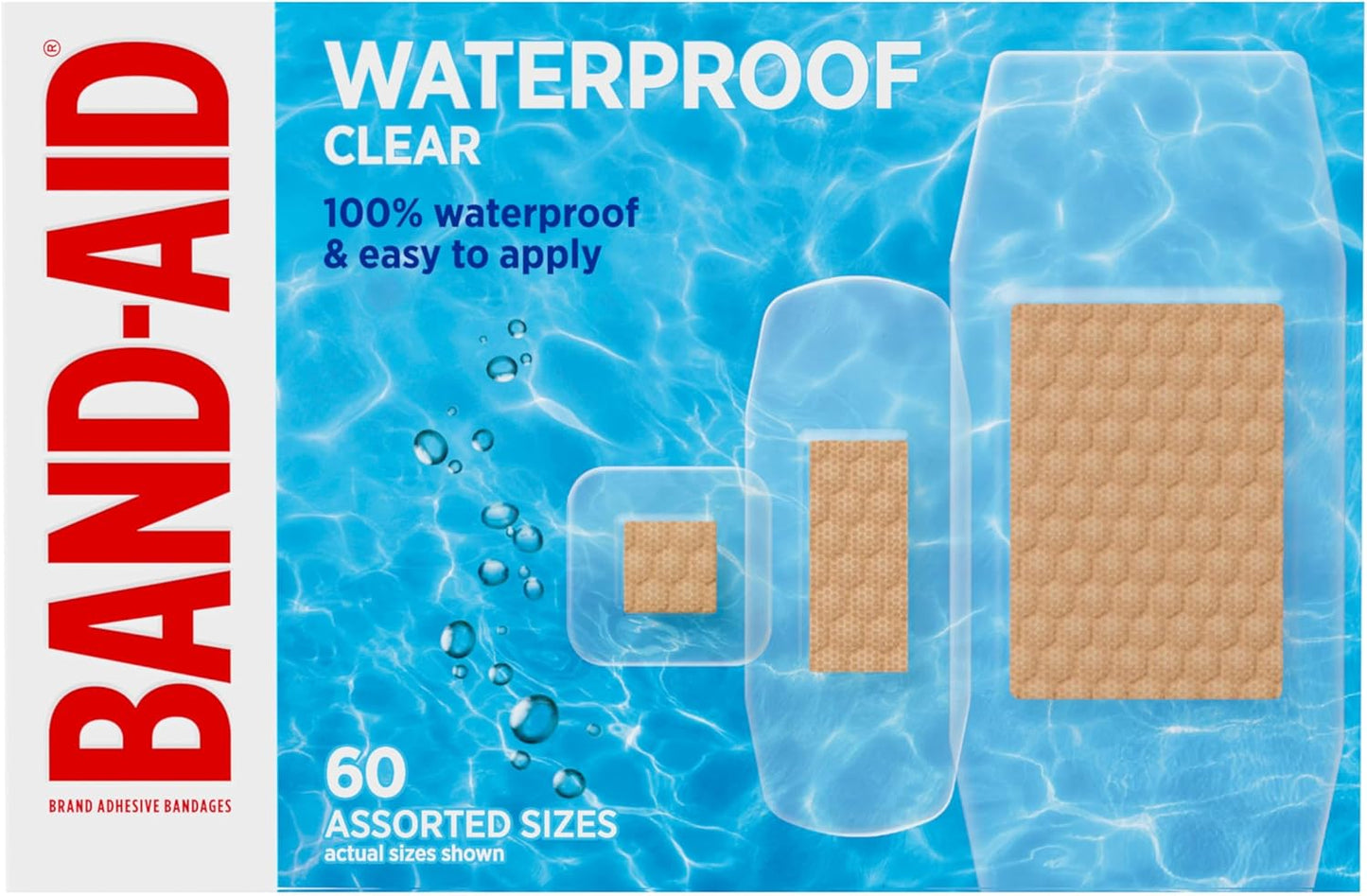 BAND-AID Brand Clear Waterproof Adhesive Bandages, Sterile First-Aid f